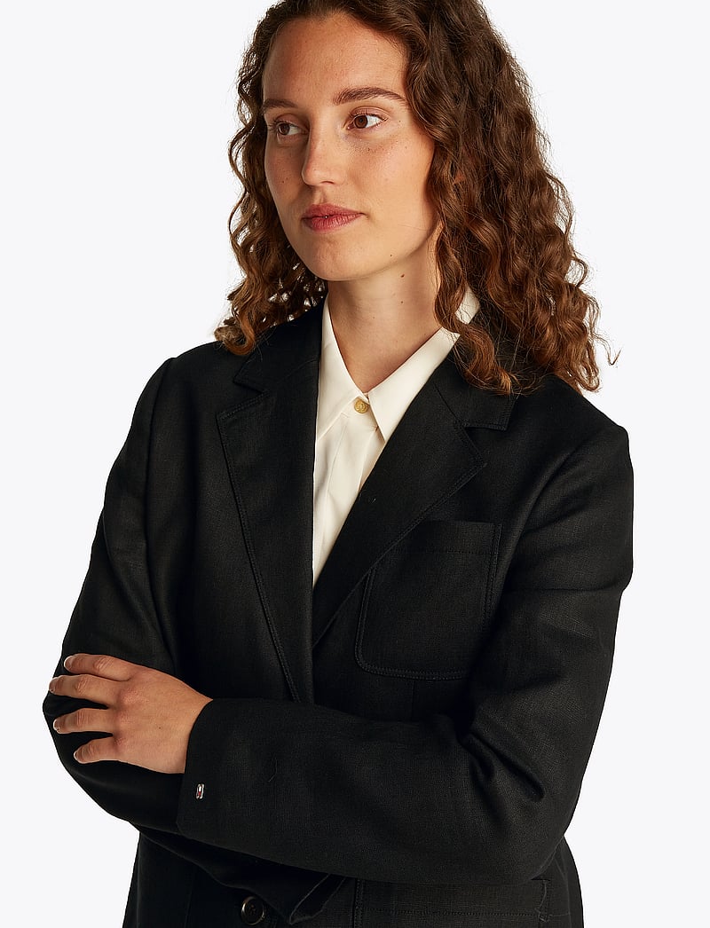 Tommy Hilfiger - ESS LINEN REGULAR SB BLAZER - enkelknäppta kavajer - black - 3