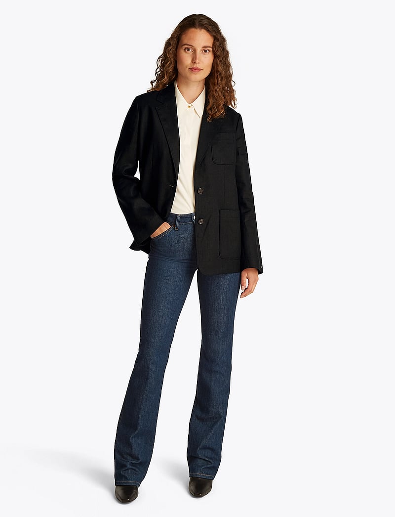 Tommy Hilfiger - ESS LINEN REGULAR SB BLAZER - enkelknäppta kavajer - black - 5