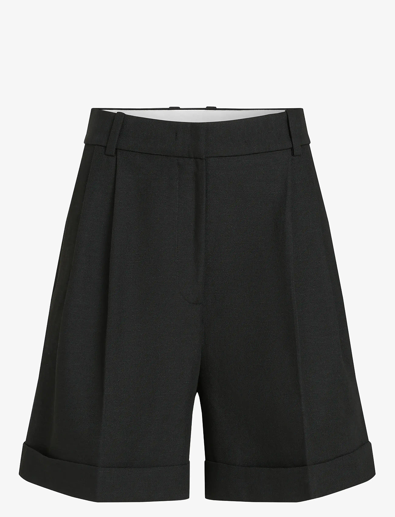 Tommy Hilfiger - LINEN MIX PLEATED SHORT - linen shorts - black - 0