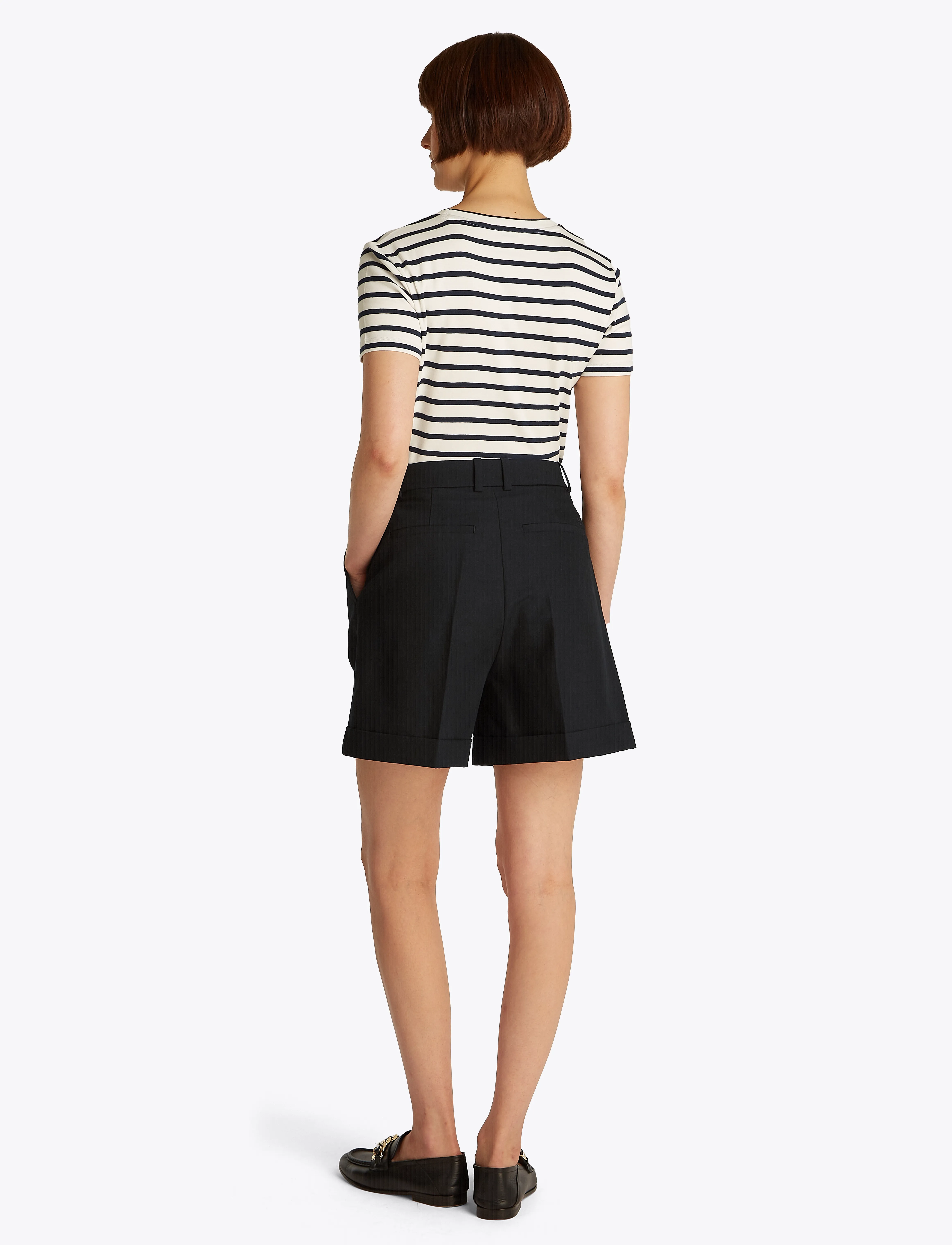 Tommy Hilfiger - LINEN MIX PLEATED SHORT - hørshorts - black - 1