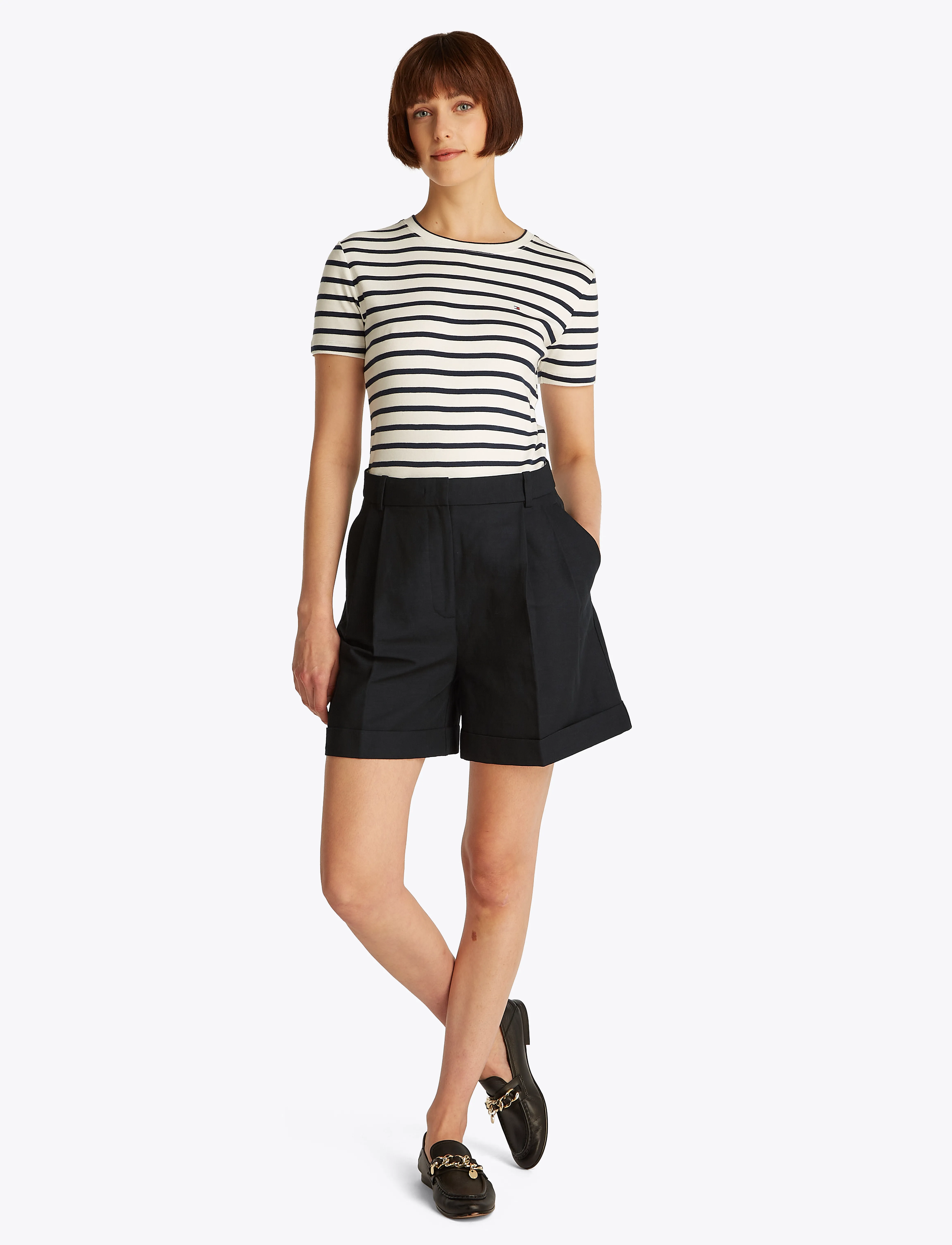 Tommy Hilfiger - LINEN MIX PLEATED SHORT - hørshorts - black - 3
