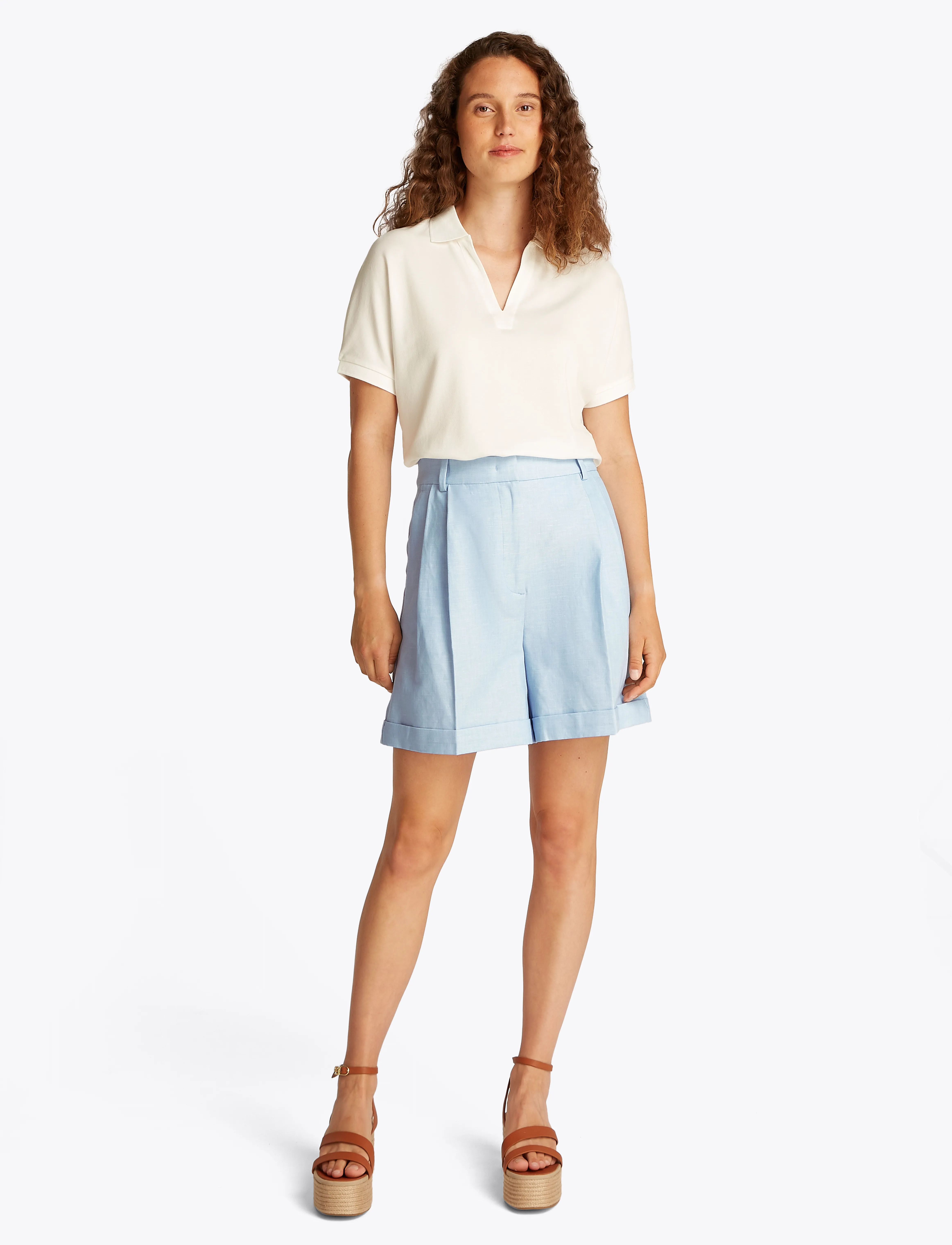 Tommy Hilfiger - LINEN MIX PLEATED SHORT - hørshorts - breezy blue - 4
