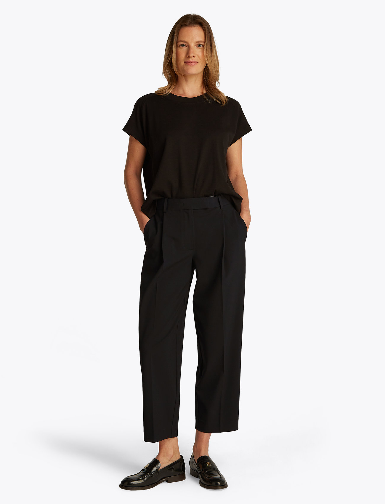 Tommy Hilfiger - LW BI-STRETCH TAPERED PANTS - tailored trousers - black - 1