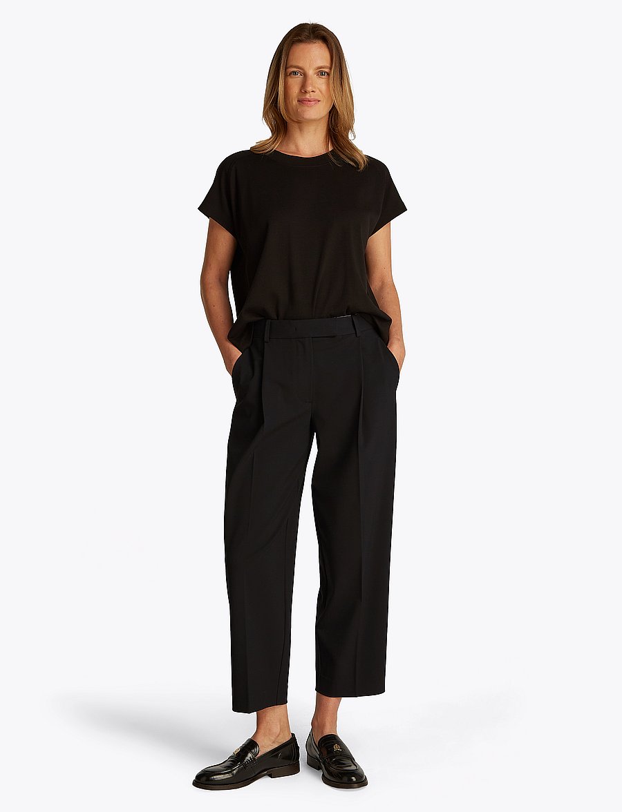 Tommy Hilfiger - LW BI-STRETCH TAPERED PANTS - black - 0