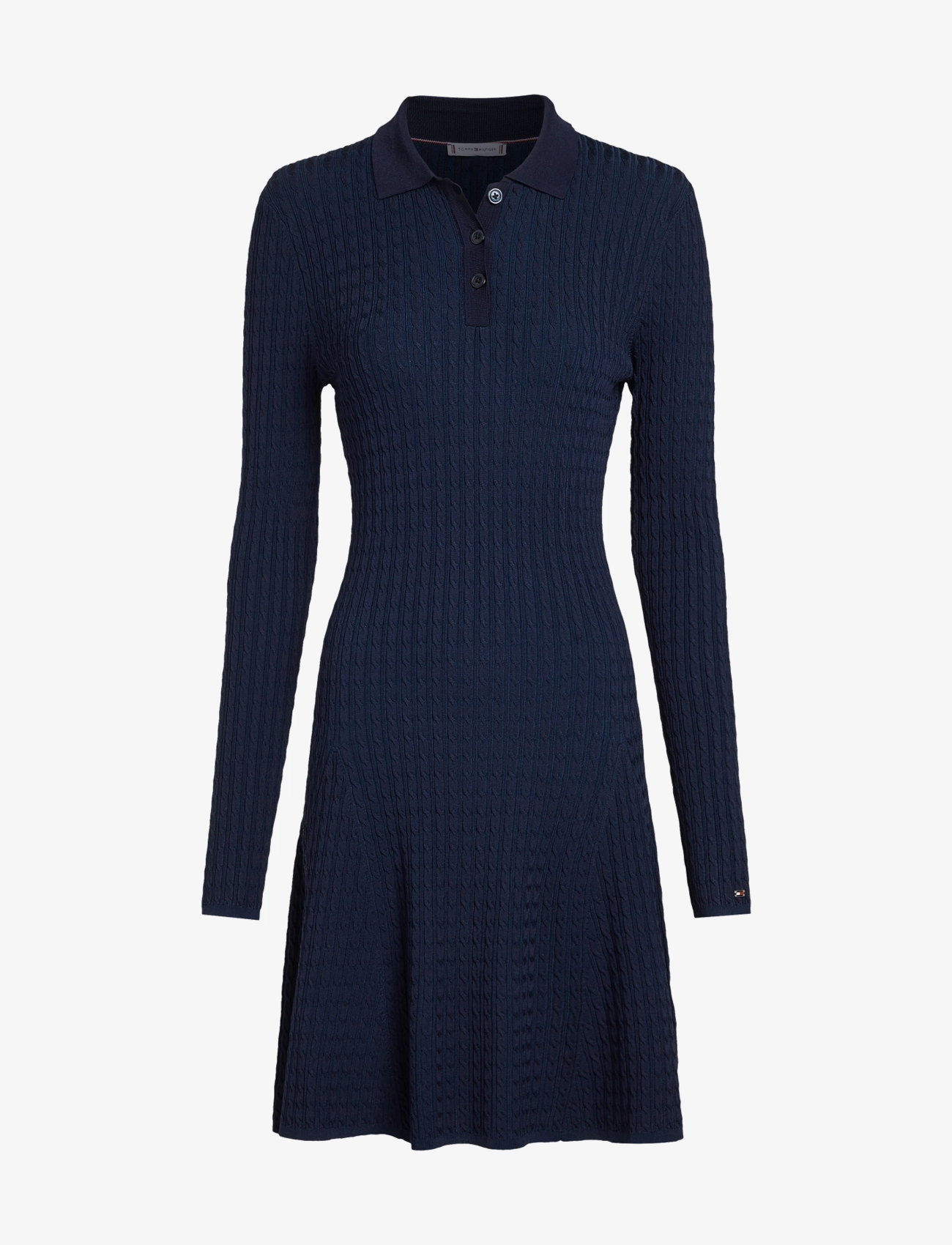 Tommy Hilfiger - RAYON CABLE F&F LS MIDI DRESS - dark night navy - 1