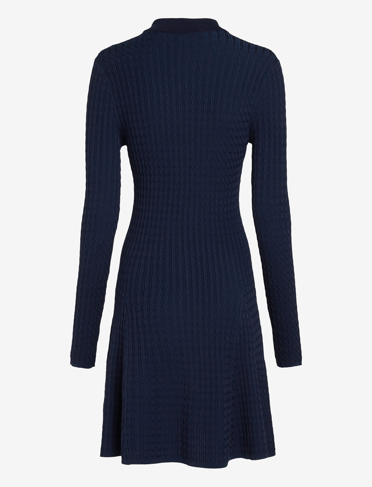 Tommy Hilfiger - RAYON CABLE F&F LS MIDI DRESS - knitted dresses - dark night navy - 4