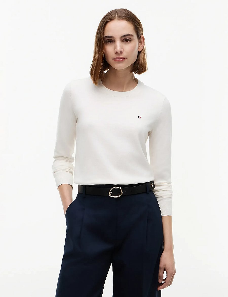 Tommy Hilfiger - CO JERSEY FINE GG LS C-NK SWT - pullover - ivory petal - 0