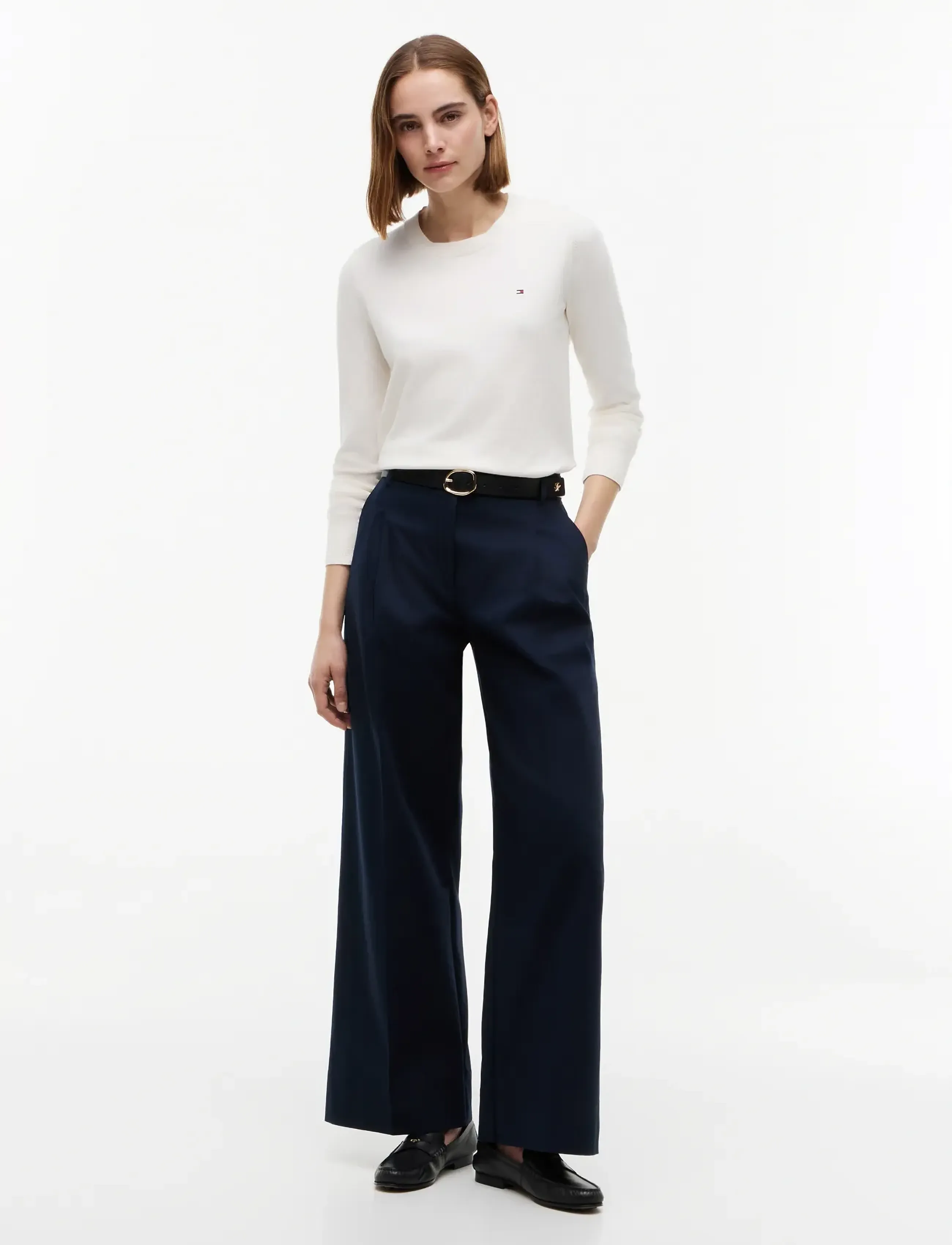 Tommy Hilfiger - CO JERSEY FINE GG LS C-NK SWT - jumpers - ivory petal - 4