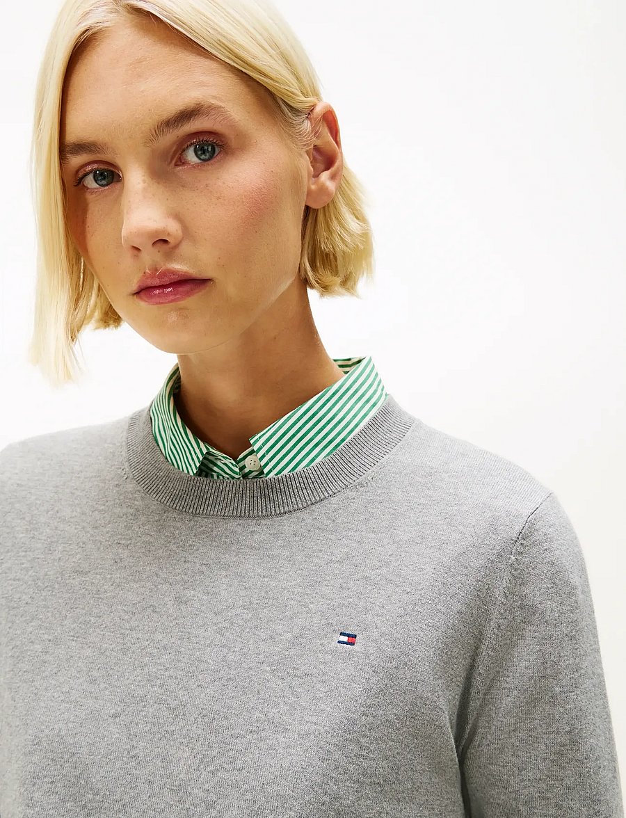 Tommy Hilfiger - CO JERSEY FINE GG LS C-NK SWT - striktrøjer - med heather grey - 4