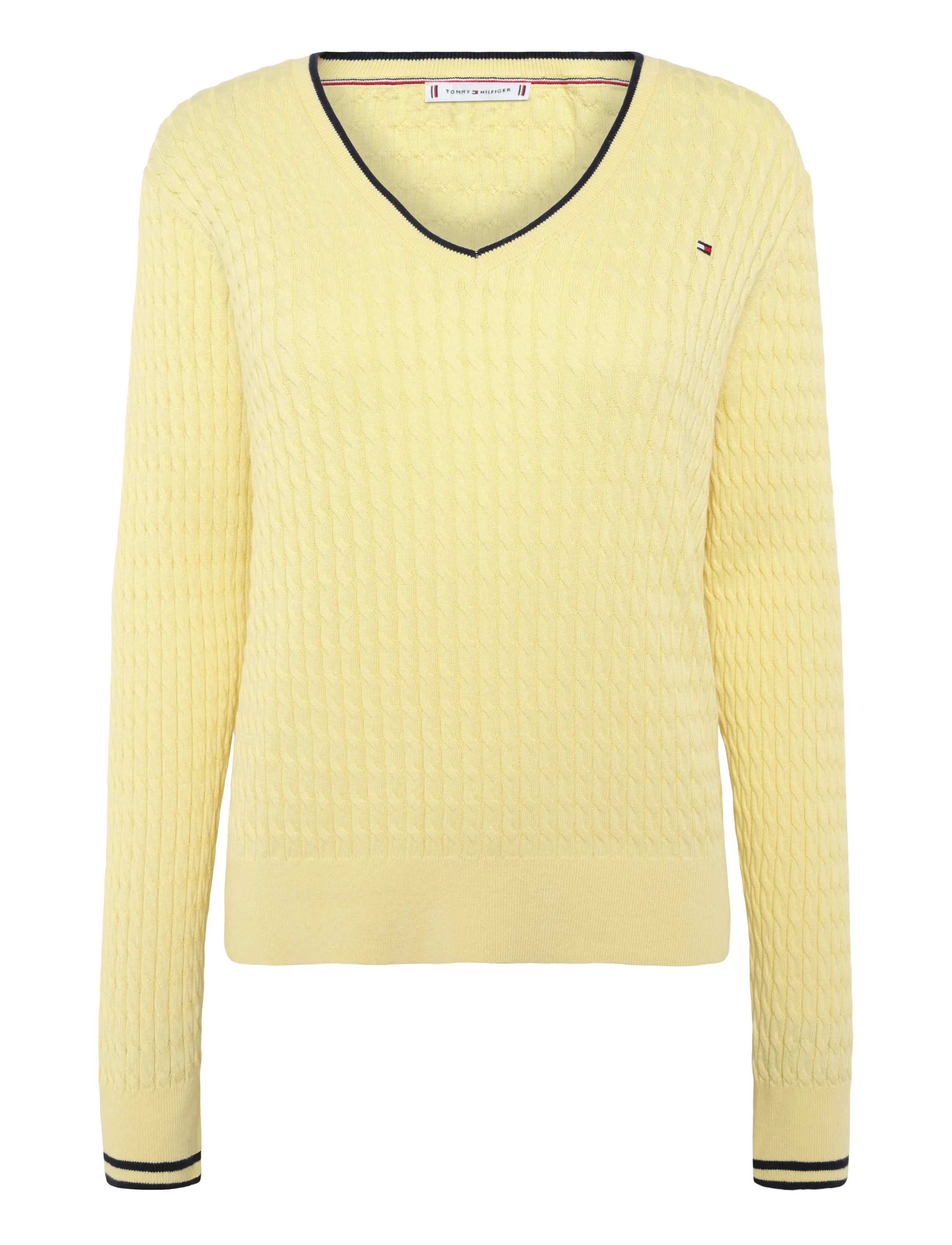 TOMMY HILFIGER Co Cable Fine Gg V-Nk Ls Swt Gelb - XXL - Damen