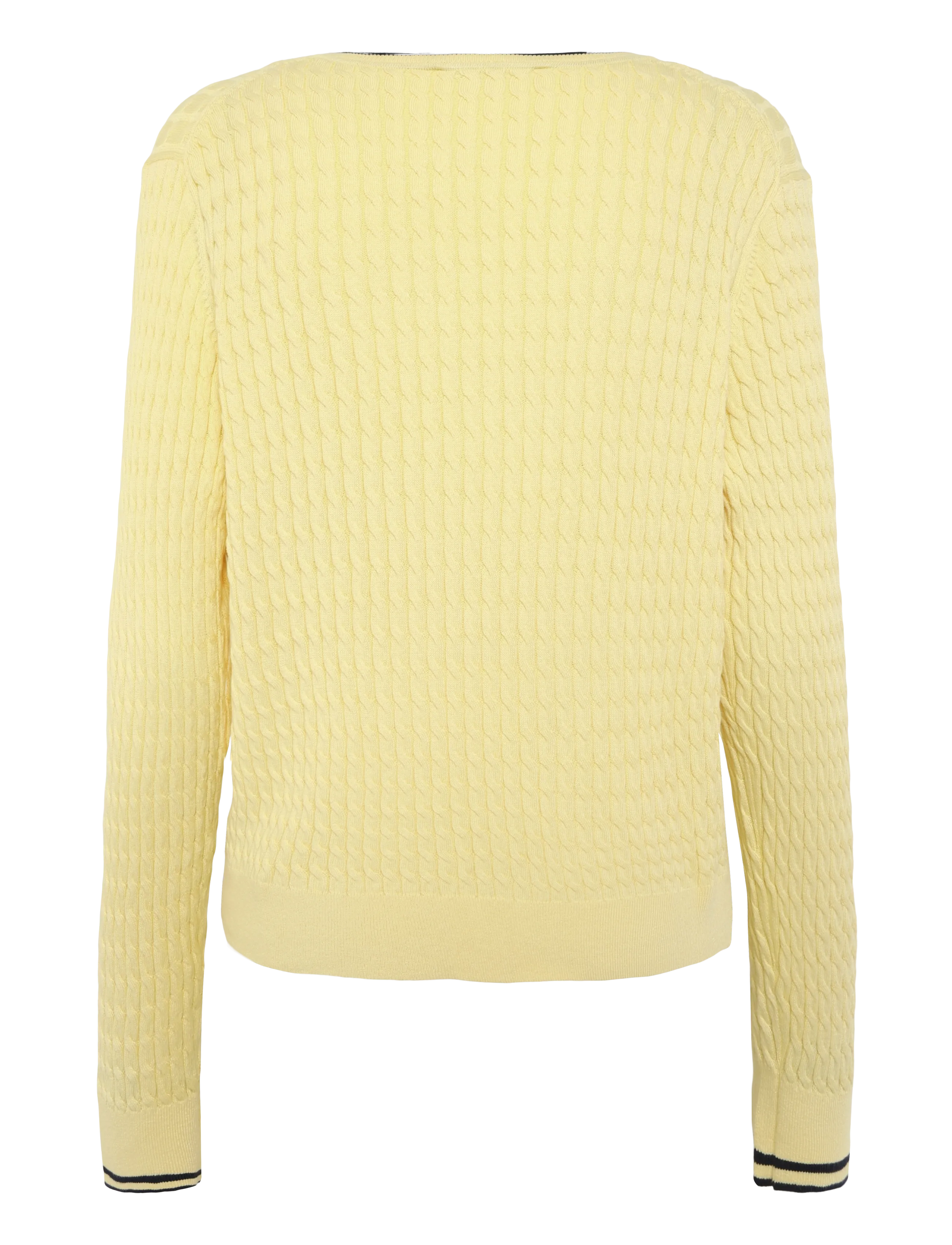 Tommy Hilfiger - CO CABLE FINE GG V-NK LS SWT - zesty yellow navy tipping - 1
