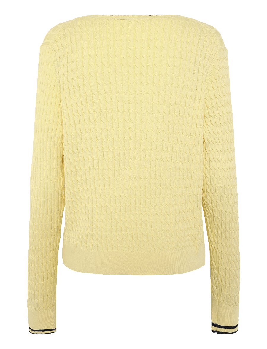 Tommy Hilfiger - CO CABLE FINE GG V-NK LS SWT - pullover - zesty yellow navy tipping - 1