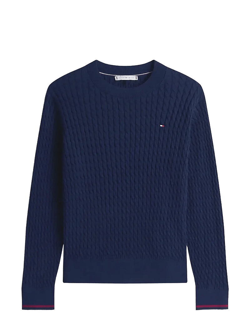 Tommy Hilfiger - CO CABLE FINE GG C-NK LS SWEATER - sviitrid - dark night navy gs tipping - 1