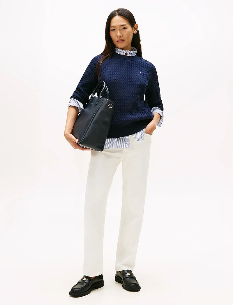 Tommy Hilfiger - CO CABLE FINE GG C-NK LS SWEATER - sviitrid - dark night navy gs tipping - 2