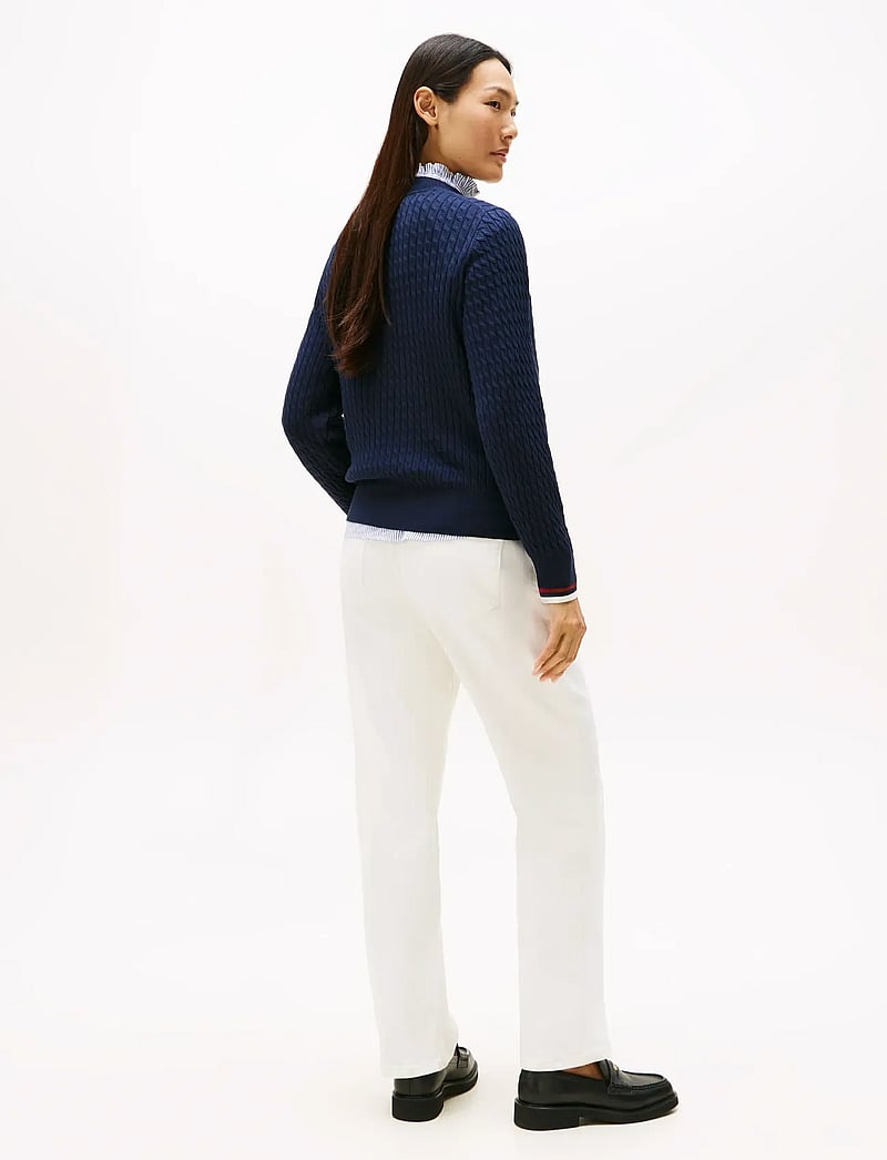 Tommy Hilfiger - CO CABLE FINE GG C-NK LS SWEATER - sviitrid - dark night navy gs tipping - 3