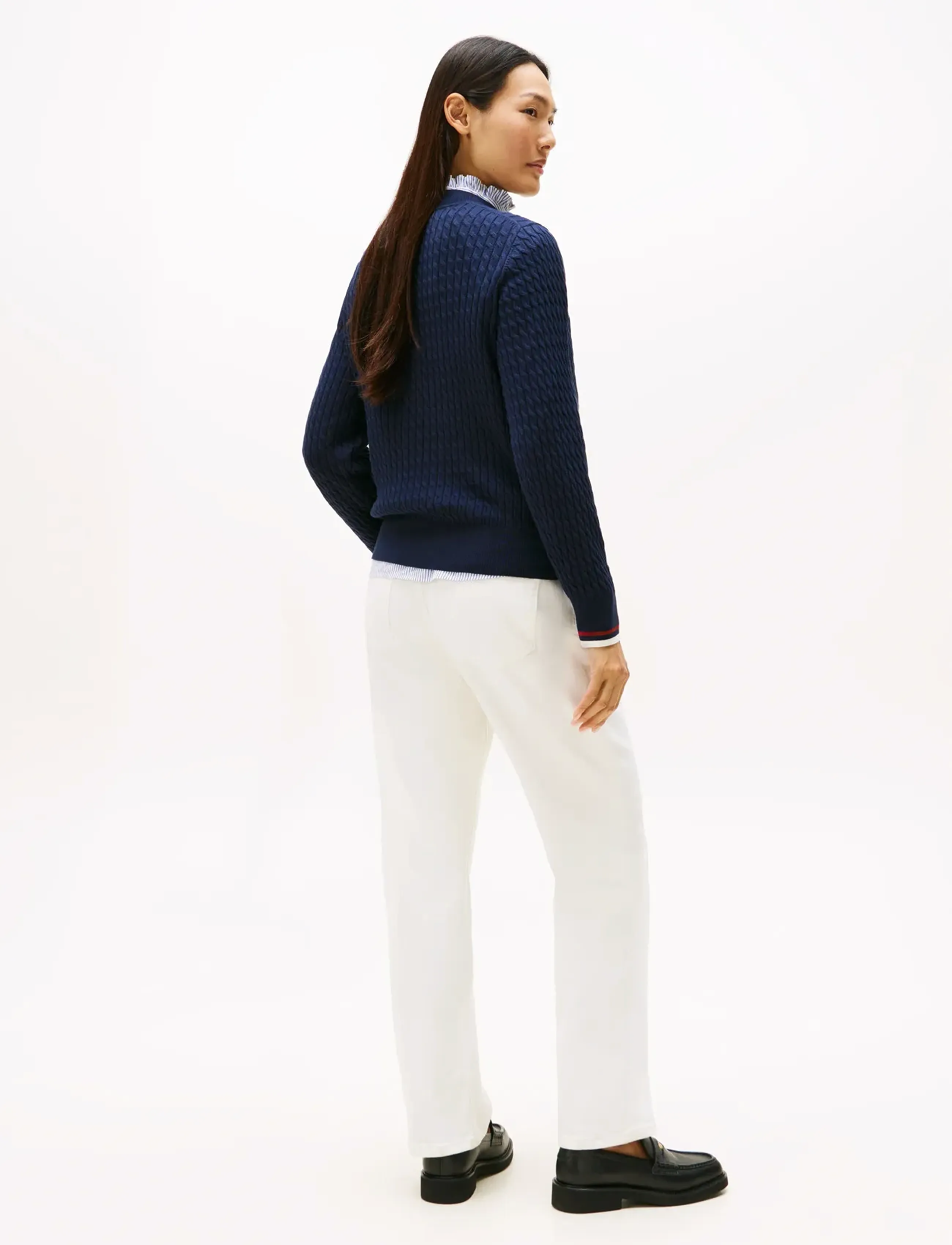 Tommy Hilfiger - COTTON CABLE FINE GG C-NK SWT - trøjer - dark night navy gs tipping - 3