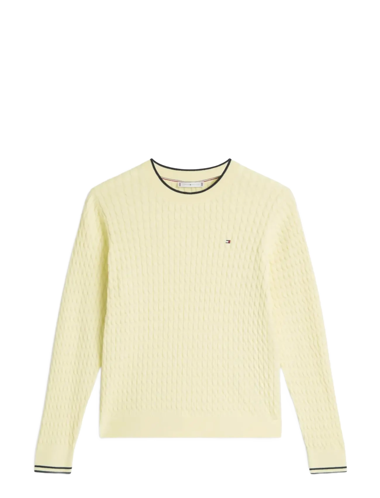 Tommy Hilfiger CO CABLE FINE GG C-NK LS SWEATER - Tommy Hilfiger - ZESTY YELLOW NAVY TIPPING / yellow