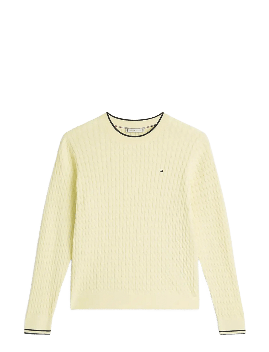 Tommy Hilfiger - COTTON CABLE FINE GG C-NK LS SWT - stickade tröjor - zesty yellow navy tipping - 1