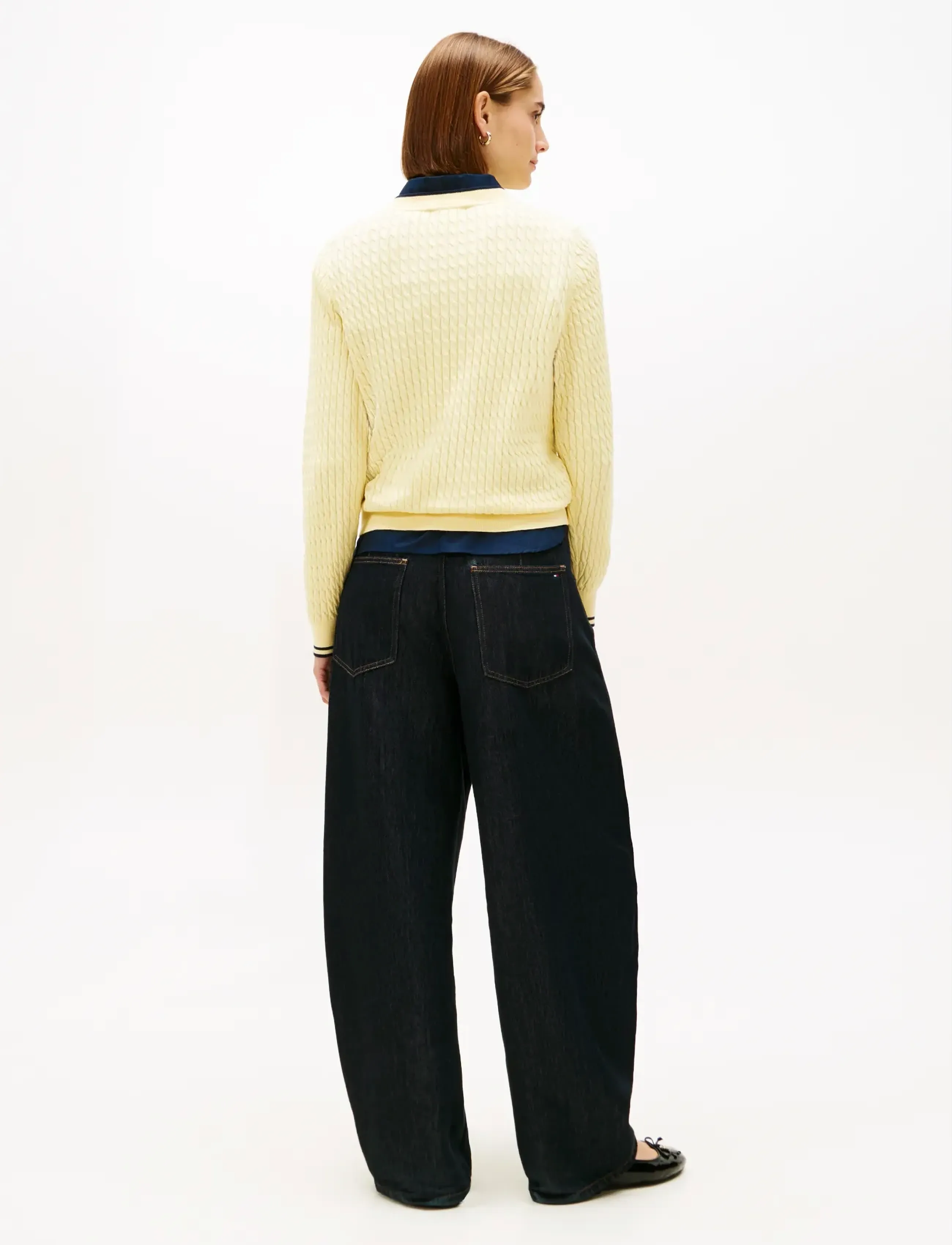 Tommy Hilfiger - CO CABLE FINE GG C-NK LS SWEATER - jumpers - zesty yellow navy tipping - 3
