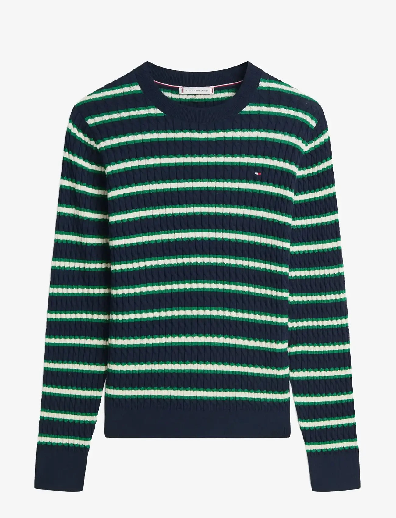 Tommy Hilfiger - CO CABLE FINE GG C-NK LS SWEATER - pullover - navy nouv green calico multi stp - 1