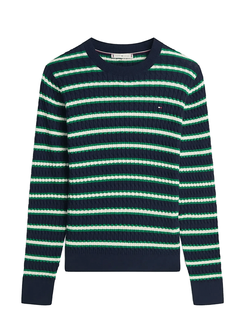 Tommy Hilfiger - CO CABLE FINE GG C-NK LS SWEATER - pullover - navy nouv green calico multi stp - 1