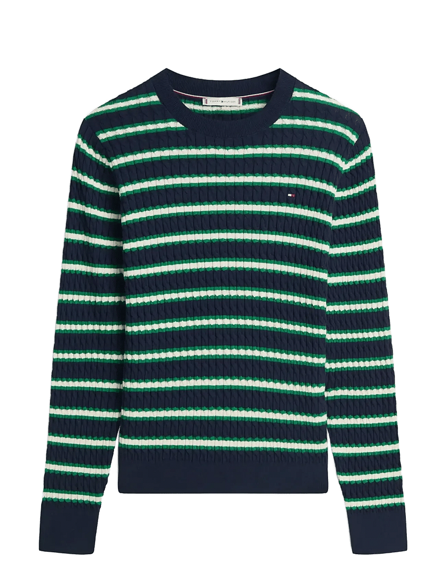 Tommy Hilfiger - CO CABLE FINE GG C-NK LS SWT - pullover - navy nouv green calico multi stp - 1