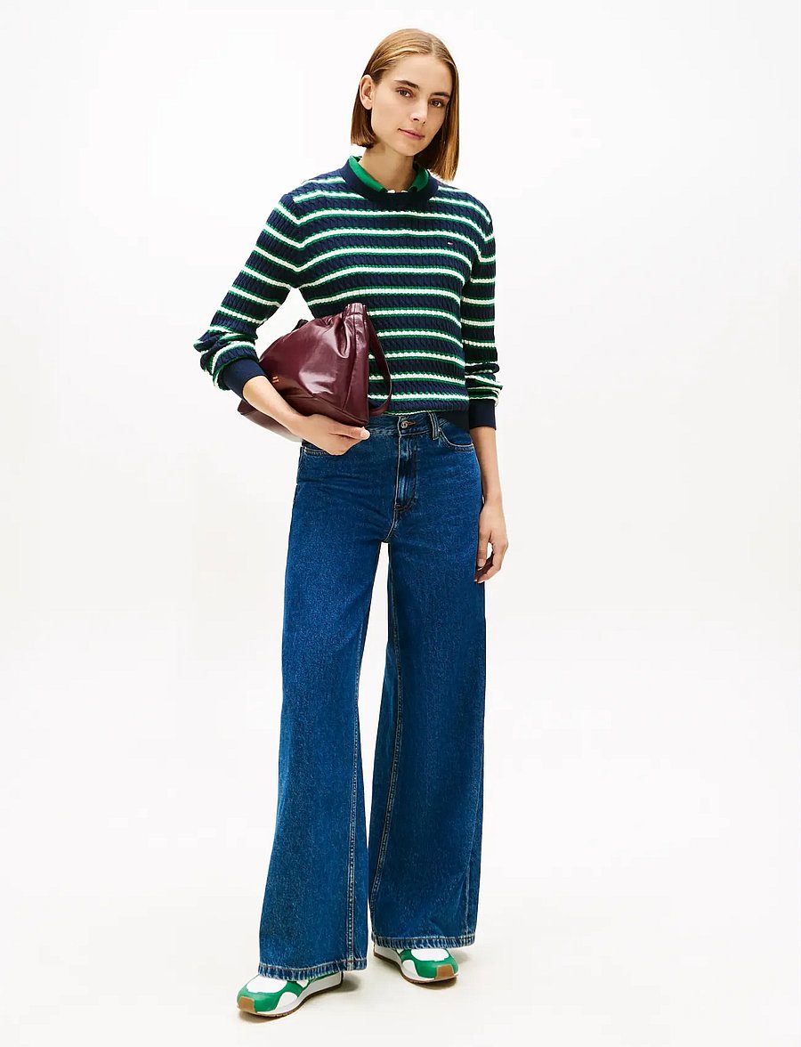 Tommy Hilfiger - CO CABLE FINE GG C-NK LS SWT - pullover - navy nouv green calico multi stp - 2
