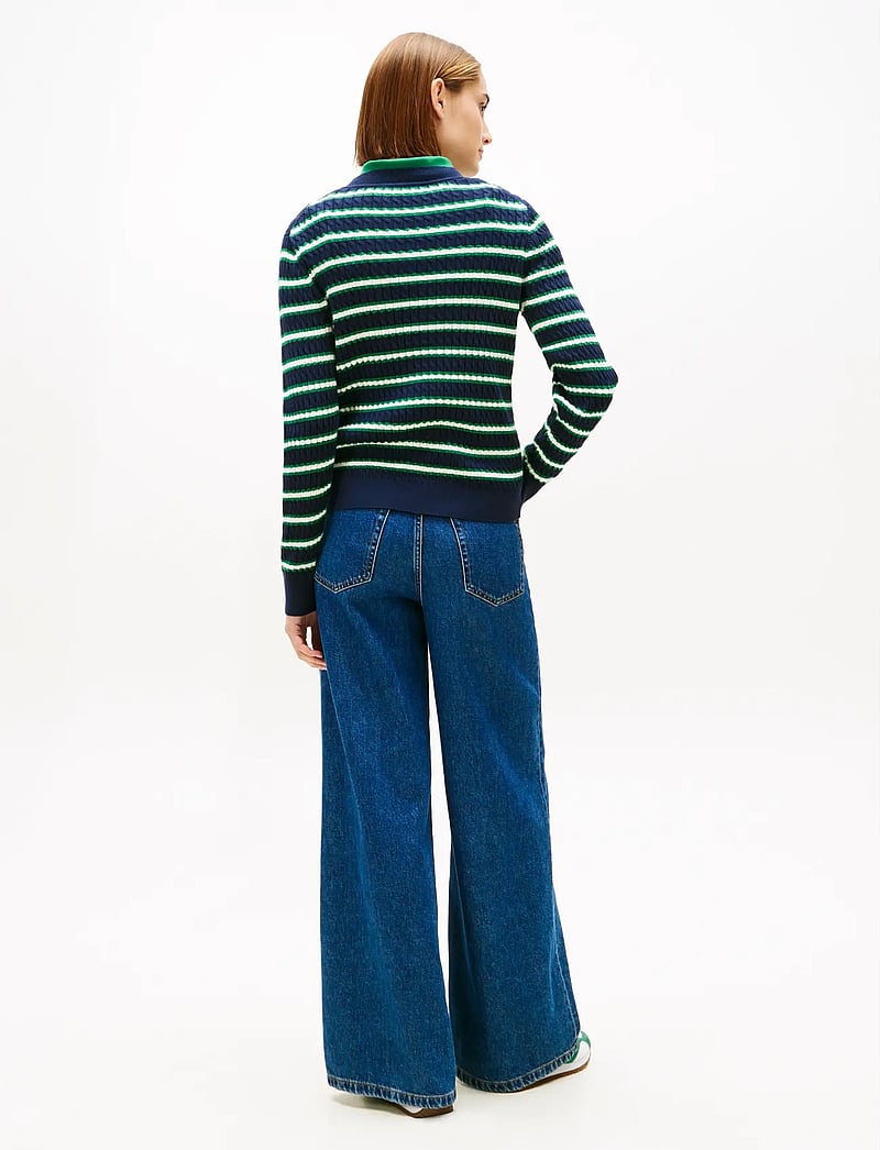 Tommy Hilfiger - CO CABLE FINE GG C-NK LS SWEATER - pullover - navy nouv green calico multi stp - 3