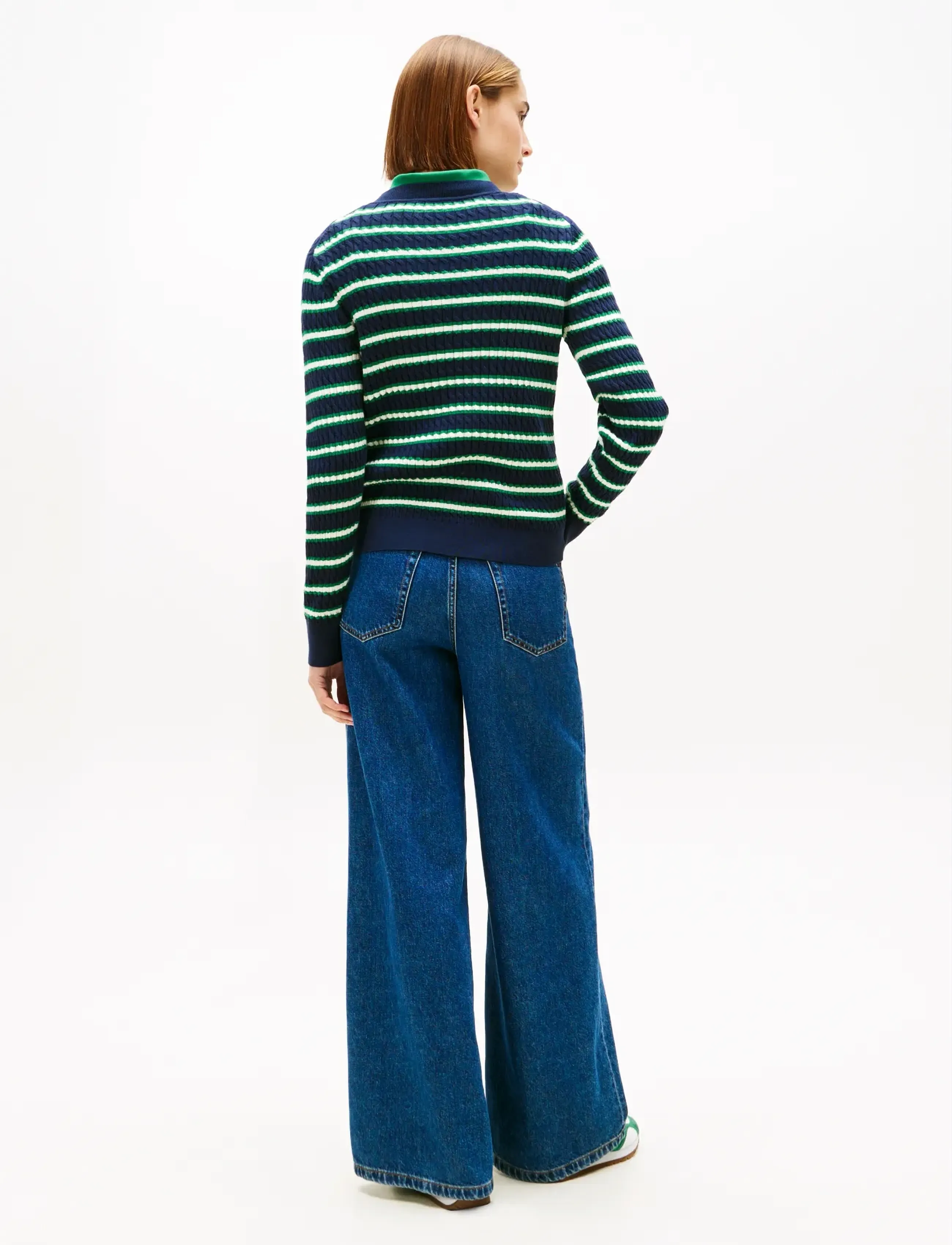 Tommy Hilfiger - CO CABLE FINE GG C-NK LS SWEATER - jumpers - navy nouv green calico multi stp - 3