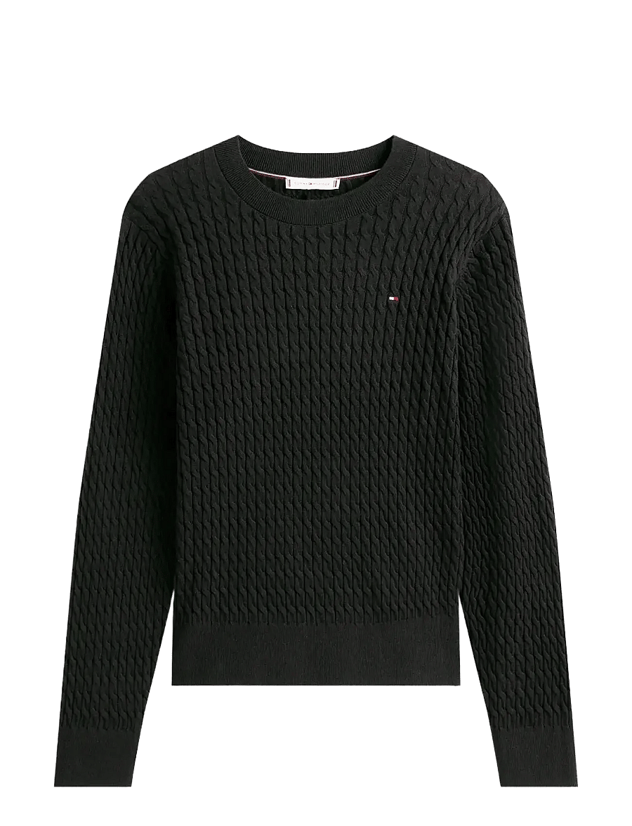 Tommy Hilfiger - COTTON CABLE FINE GG C-NK LS SWT - kampsunid - black - 1