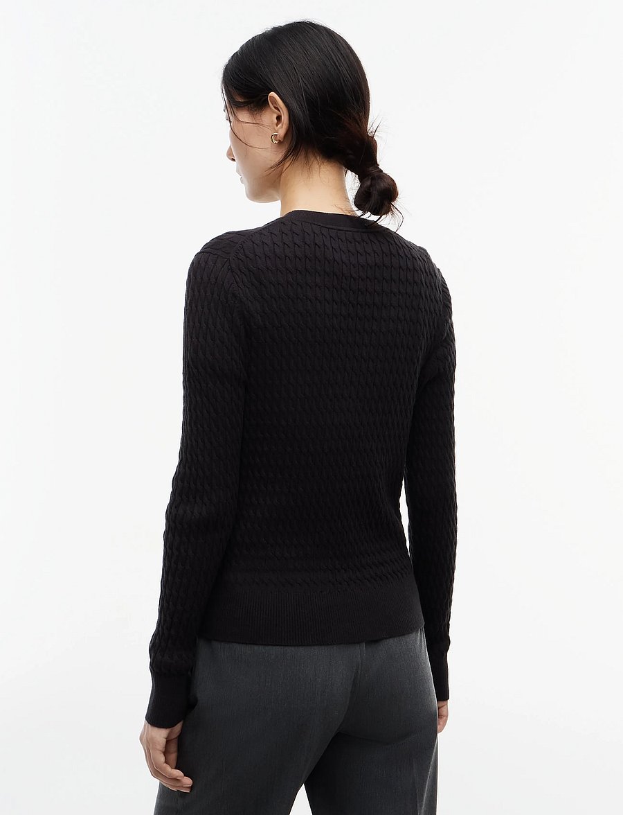 Tommy Hilfiger - COTTON CABLE FINE GG C-NK LS SWT - kampsunid - black - 2