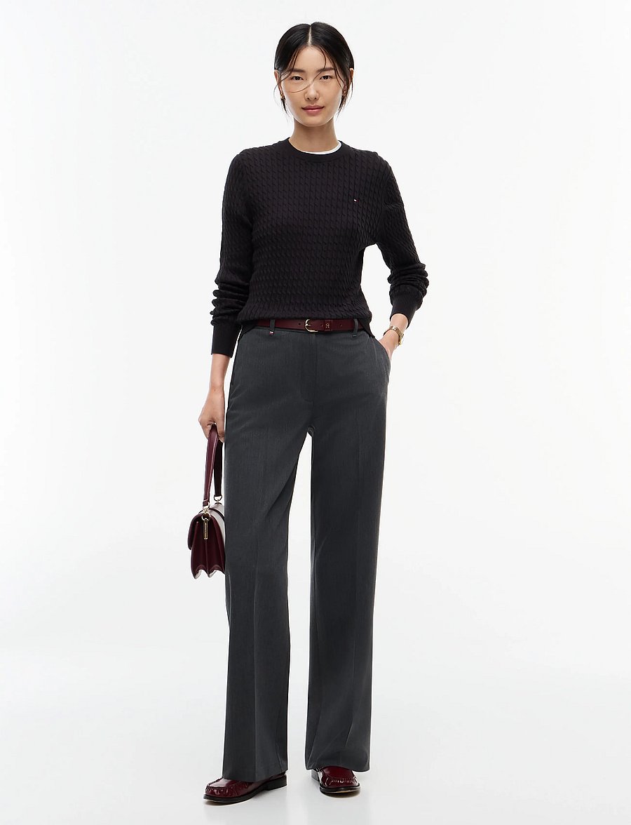 Tommy Hilfiger - COTTON CABLE FINE GG C-NK LS SWT - kampsunid - black - 4