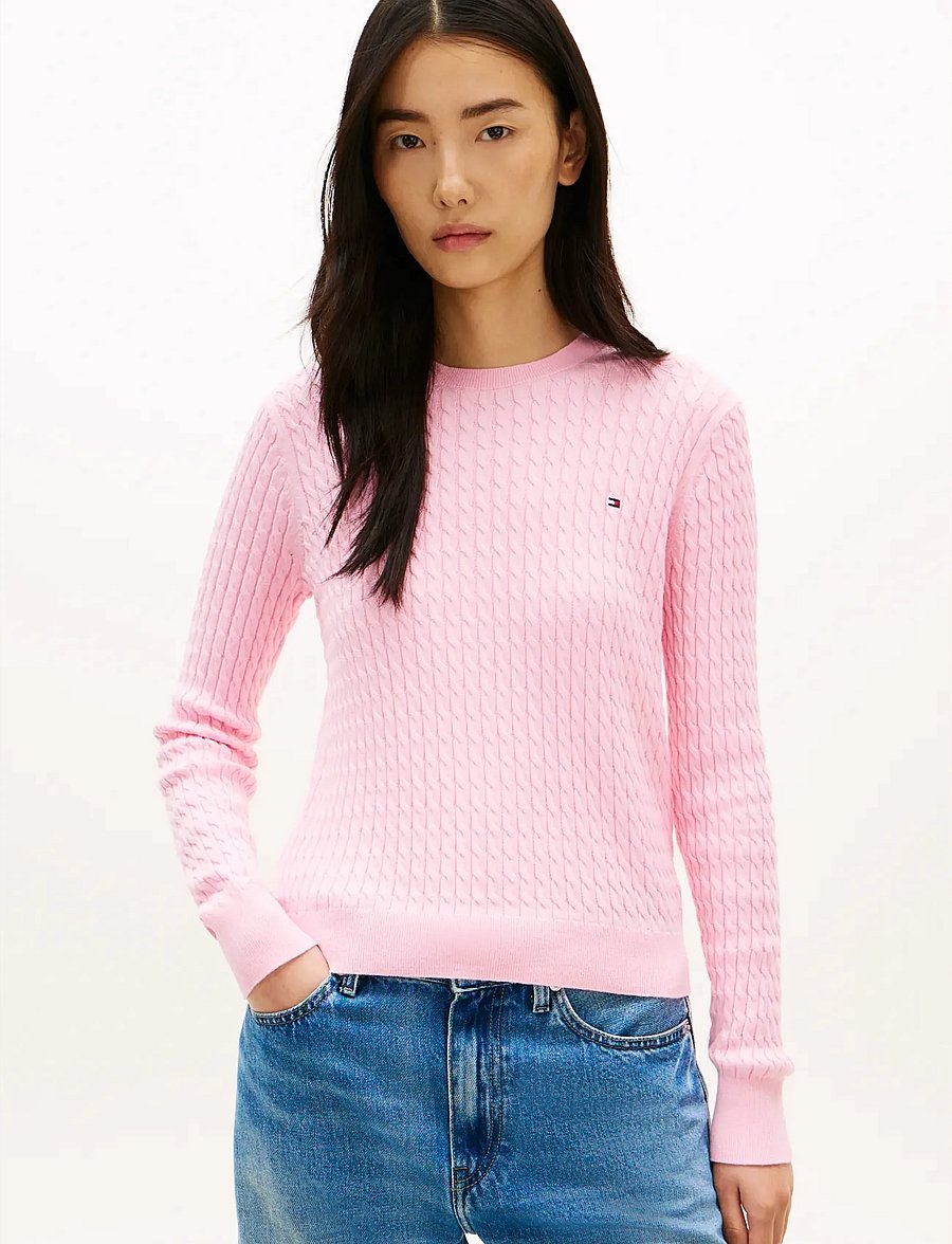 Tommy Hilfiger - COTTON CABLE FINE GG C-NK LS SWT - pullover - classic pink - 0