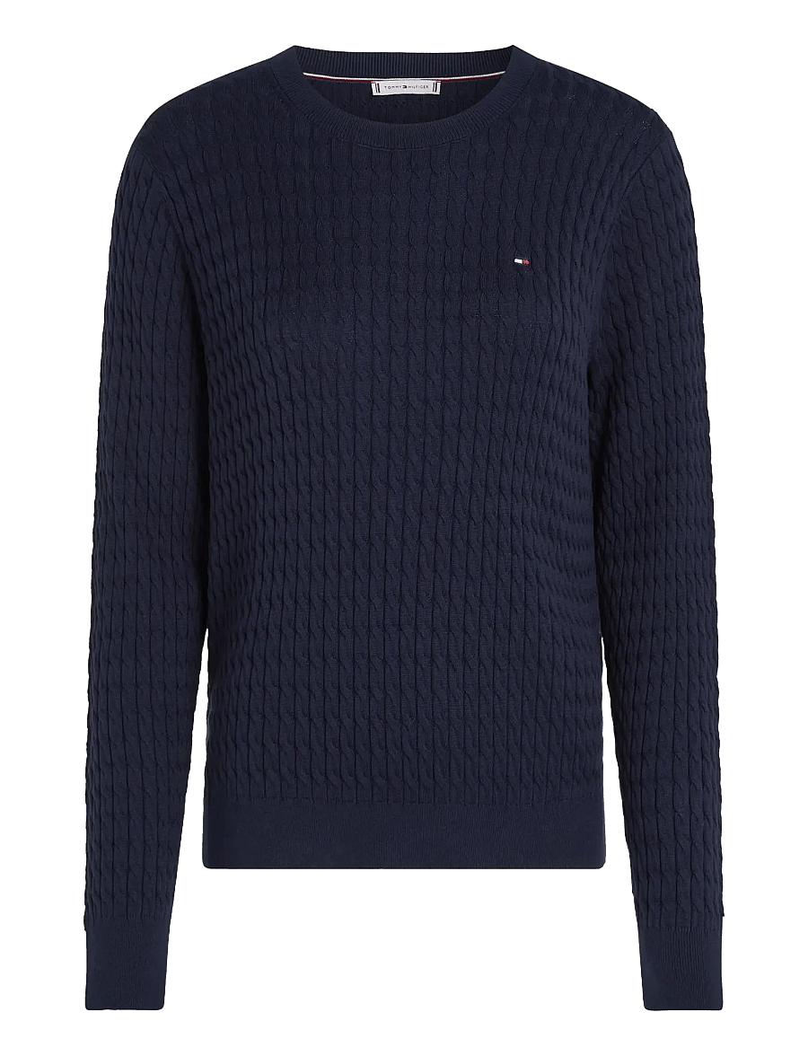Tommy Hilfiger - CO CABLE FINE GG C-NK LS SWEATER - neulepuserot - dark blue - 1