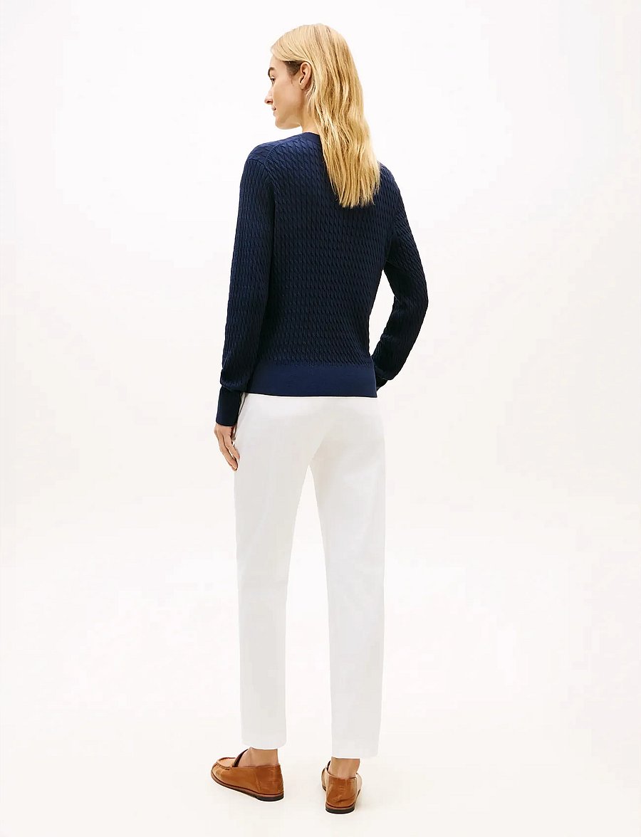 Tommy Hilfiger - CO CABLE FINE GG C-NK LS SWEATER - neulepuserot - dark blue - 3