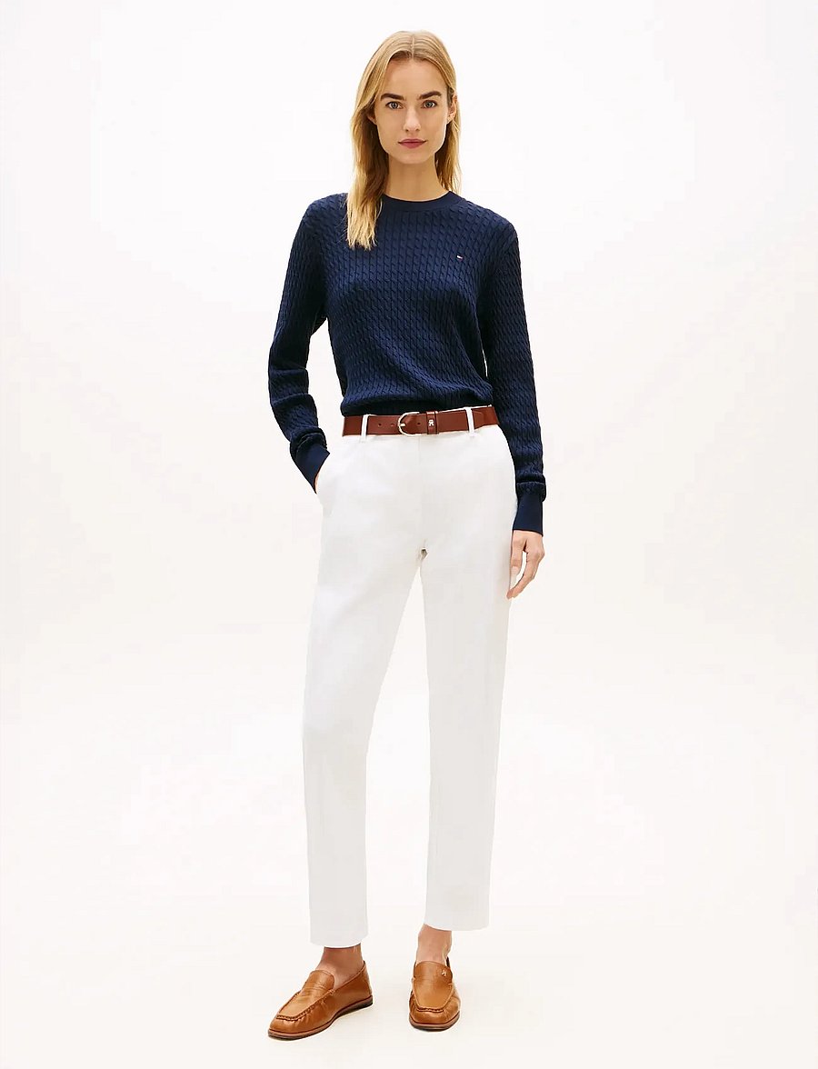 Tommy Hilfiger - CO CABLE FINE GG C-NK LS SWEATER - neulepuserot - dark blue - 4