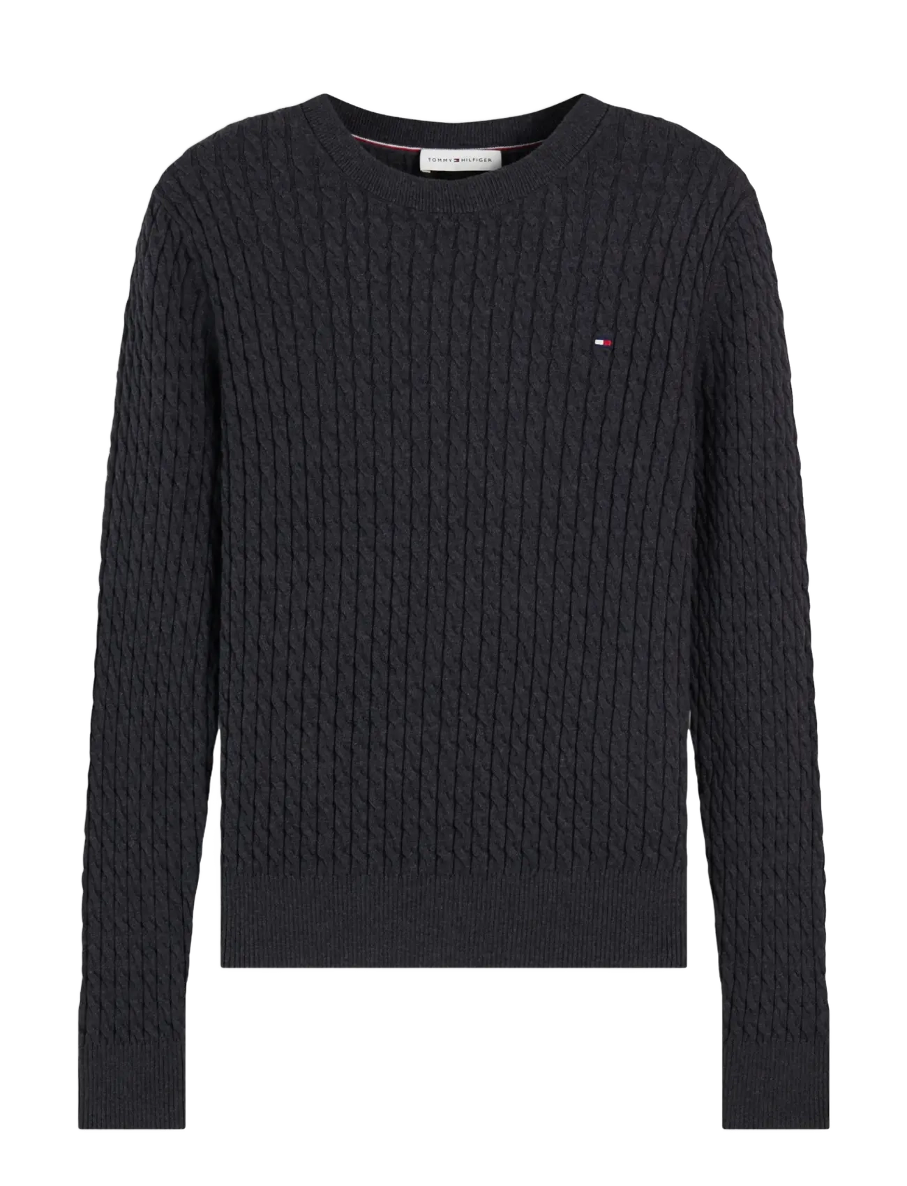 Tommy Hilfiger - COTTON CABLE FINE GG C-NK SWT - stickade tröjor - dark grey heather - 1