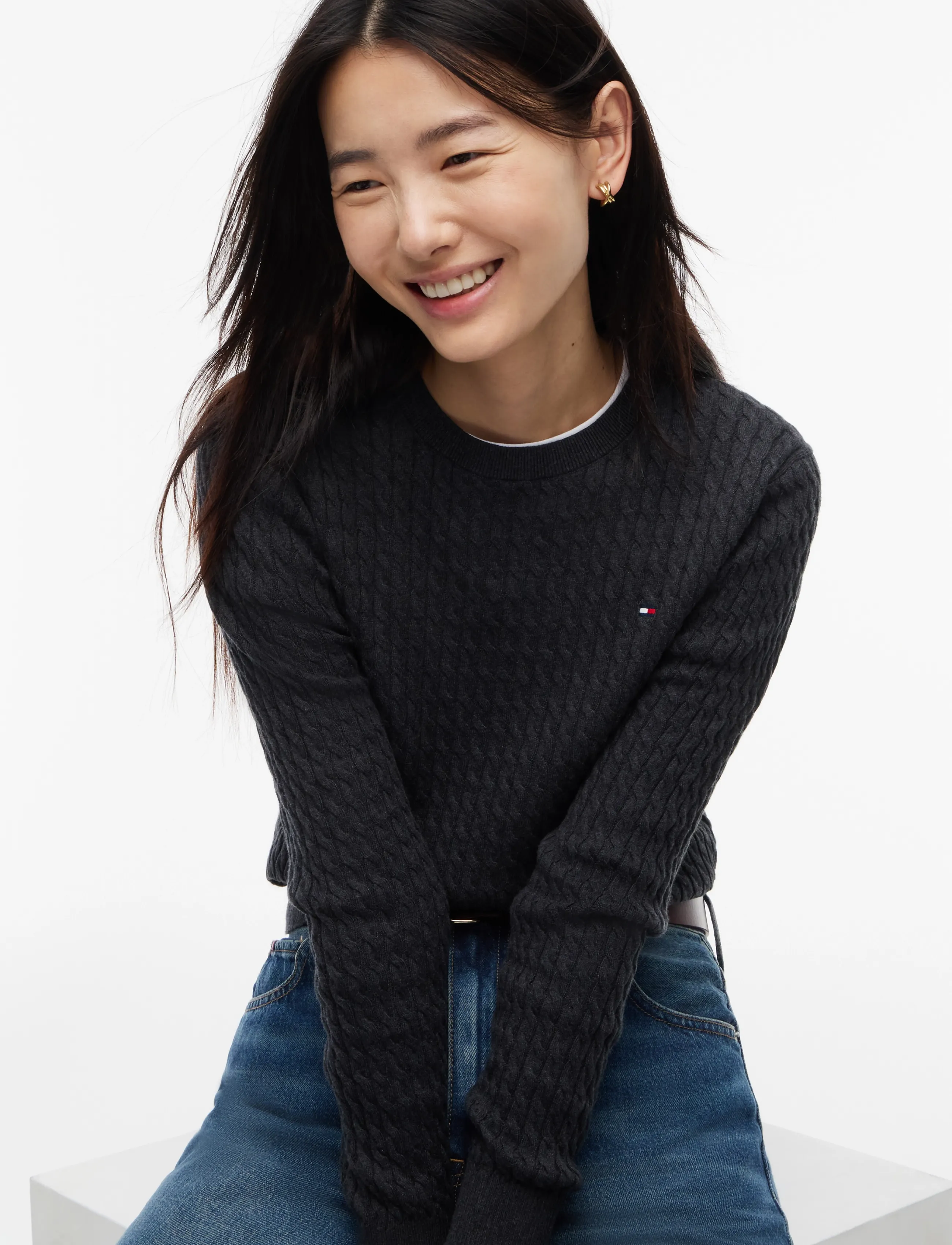 Tommy Hilfiger - COTTON CABLE FINE GG C-NK LS SWT - pullover - dark grey heather - 3