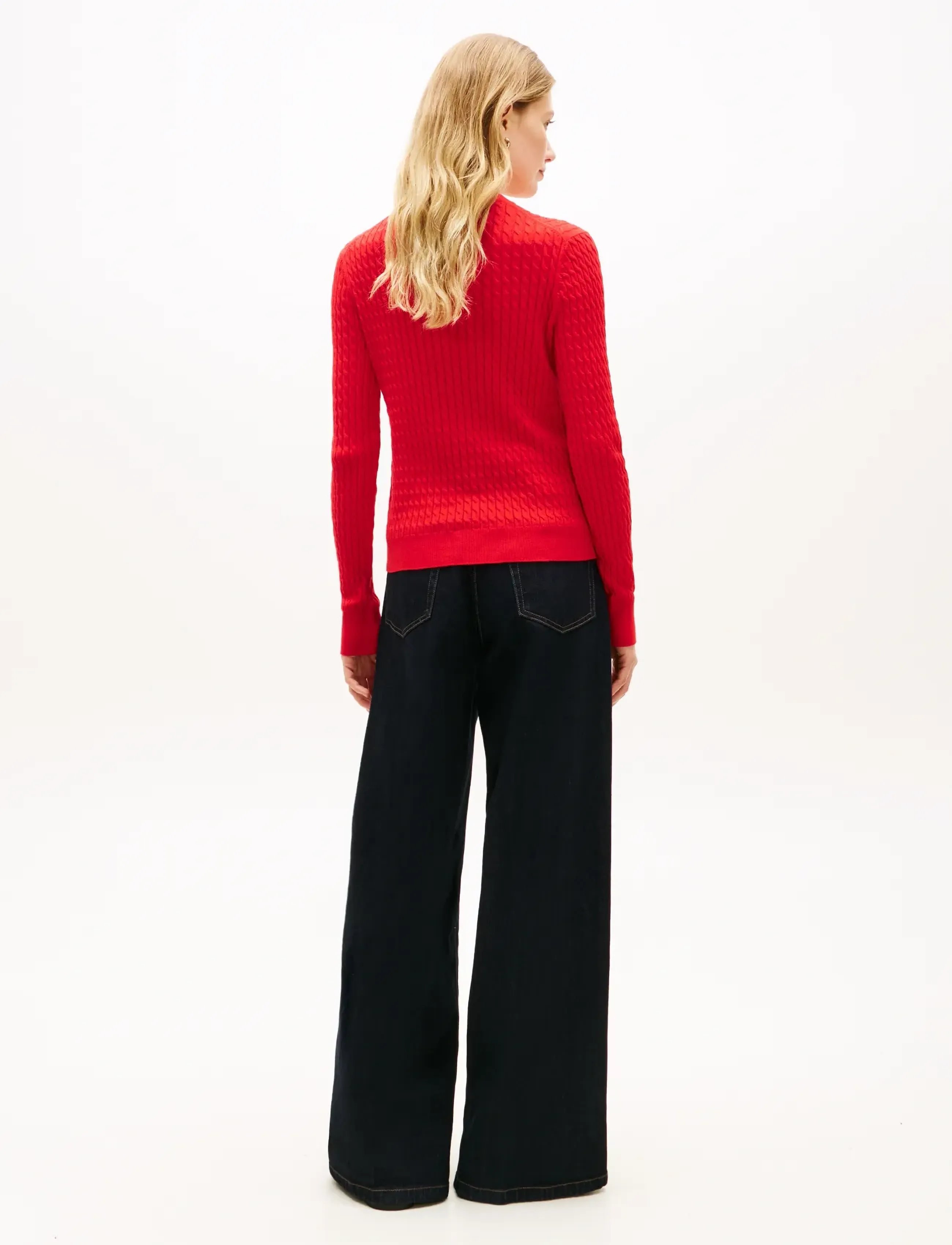 Tommy Hilfiger - CO CABLE FINE GG C-NK LS SWEATER - stickade tröjor - fireworks - 2