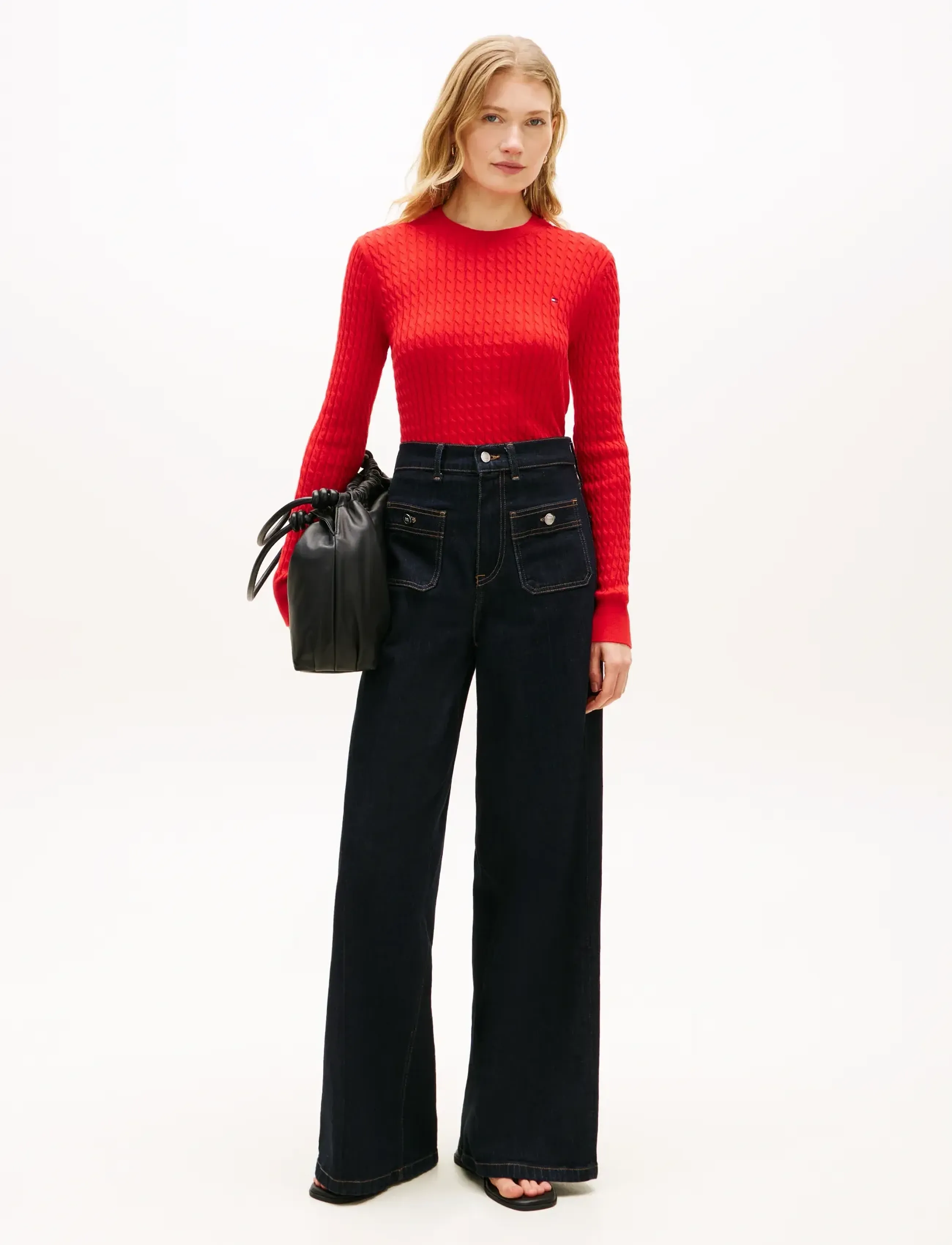 Tommy Hilfiger - CO CABLE FINE GG C-NK LS SWEATER - stickade tröjor - fireworks - 3