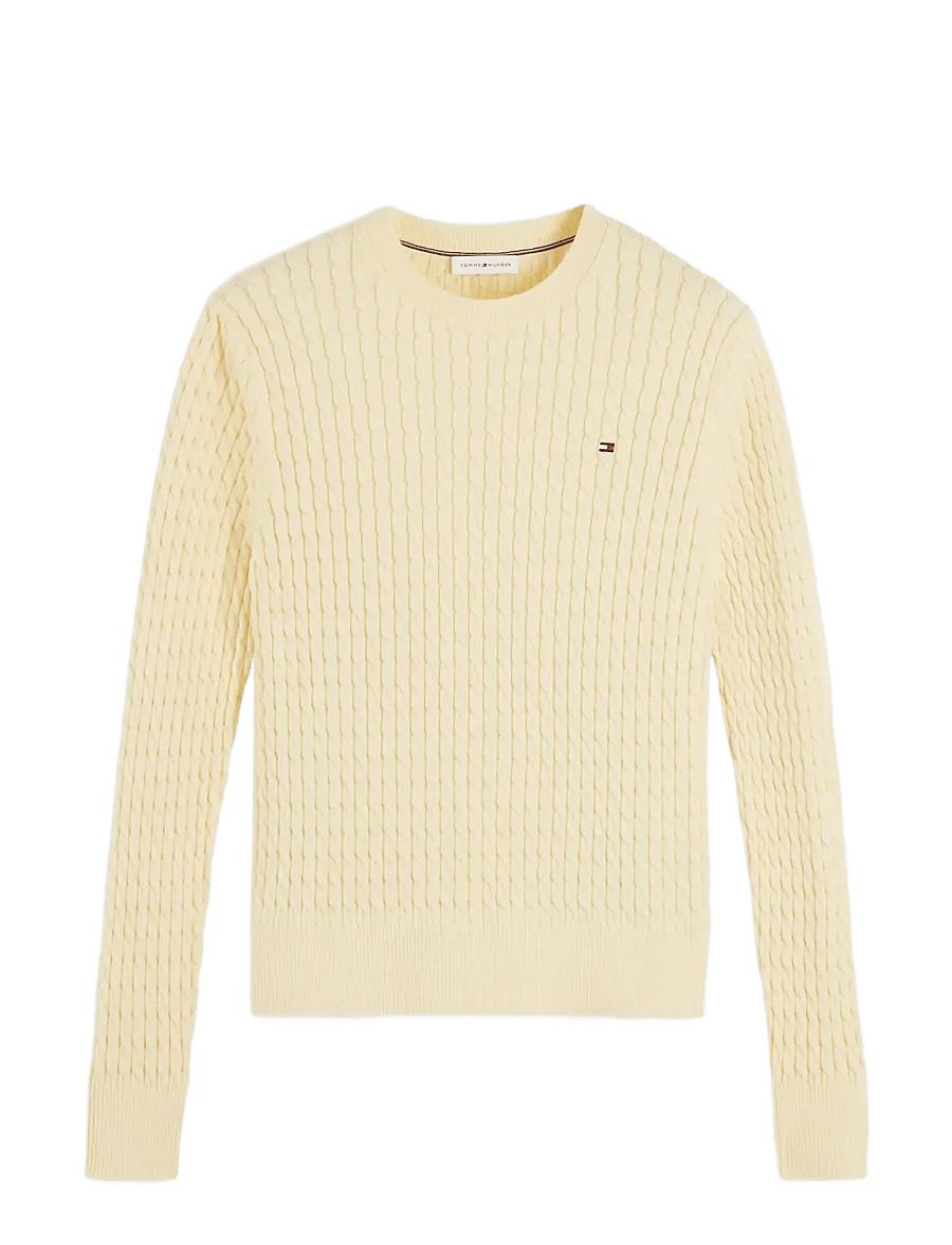 Tommy Hilfiger - COTTON CABLE FINE GG C-NK SWT - stickade tröjor - frozen custard - 1