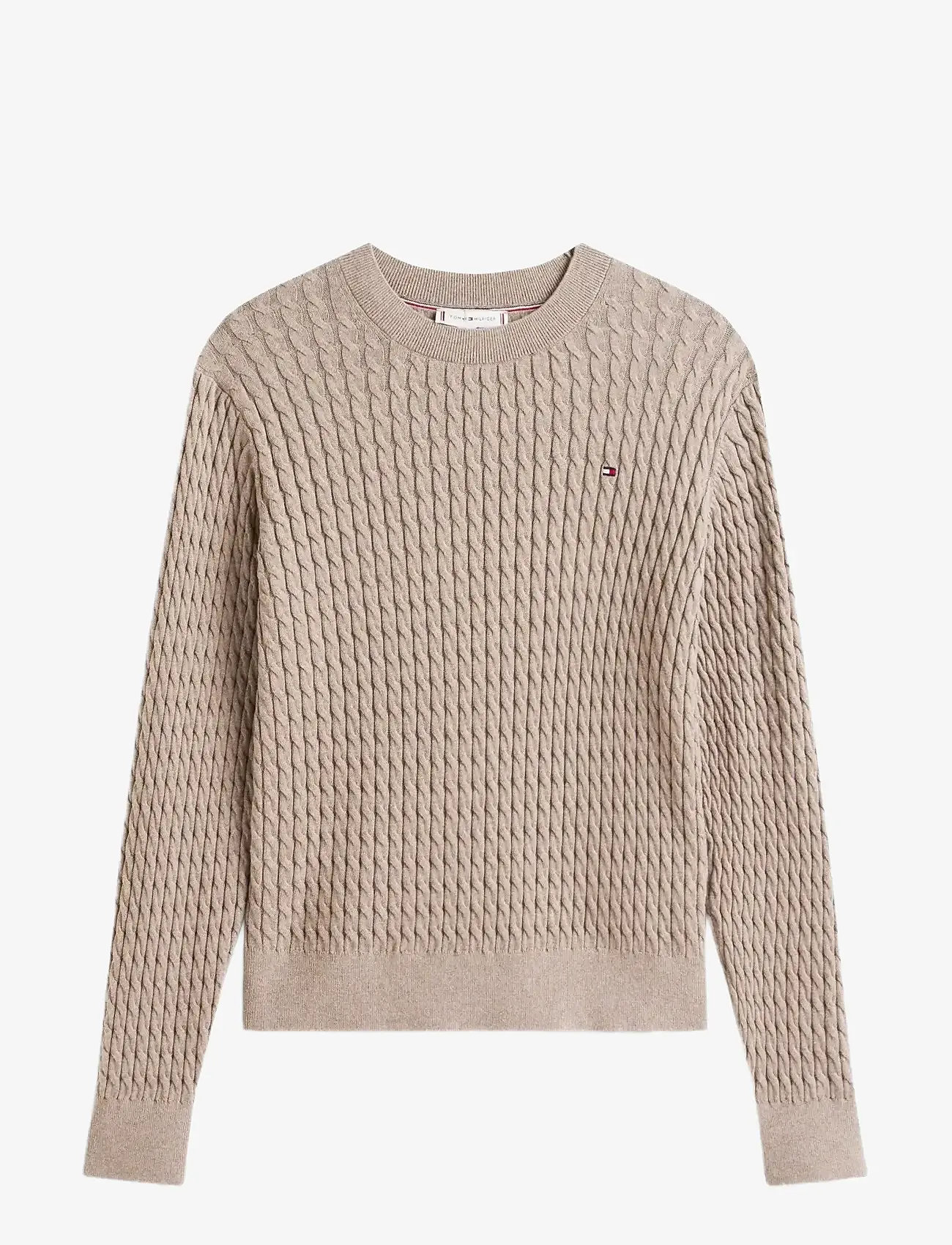 Tommy Hilfiger - CO CABLE FINE GG C-NK LS SWEATER - herbstliche kleidung - heathered taupe - 0