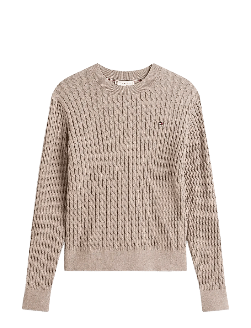 Tommy Hilfiger - CO CABLE FINE GG C-NK LS SWT - jumpers - heathered taupe - 1
