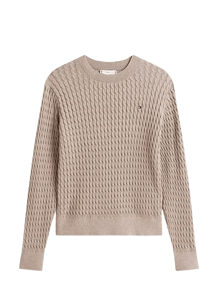 Tommy Hilfiger - CO CABLE FINE GG C-NK LS SWEATER - neulepuserot - heathered taupe - 1