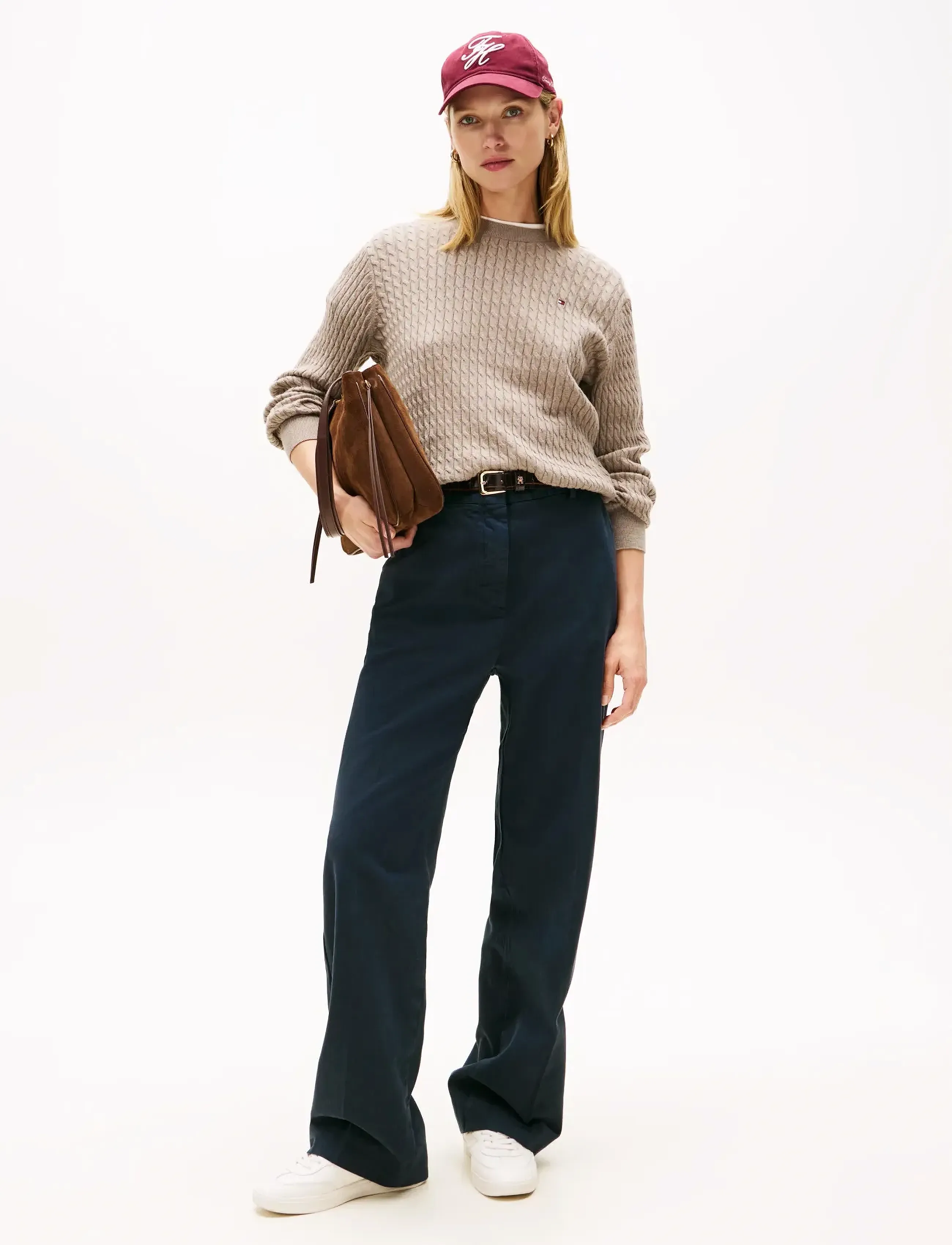 Tommy Hilfiger - CO CABLE FINE GG C-NK LS SWEATER - jumpers - heathered taupe - 2