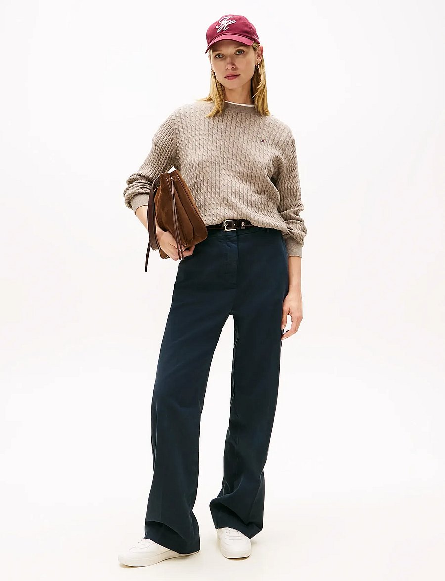 Tommy Hilfiger - CO CABLE FINE GG C-NK LS SWEATER - neulepuserot - heathered taupe - 2