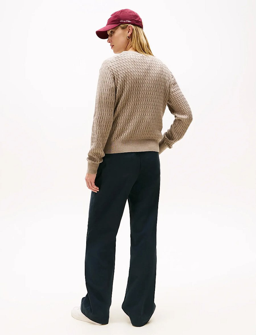 Tommy Hilfiger - CO CABLE FINE GG C-NK LS SWEATER - neulepuserot - heathered taupe - 3