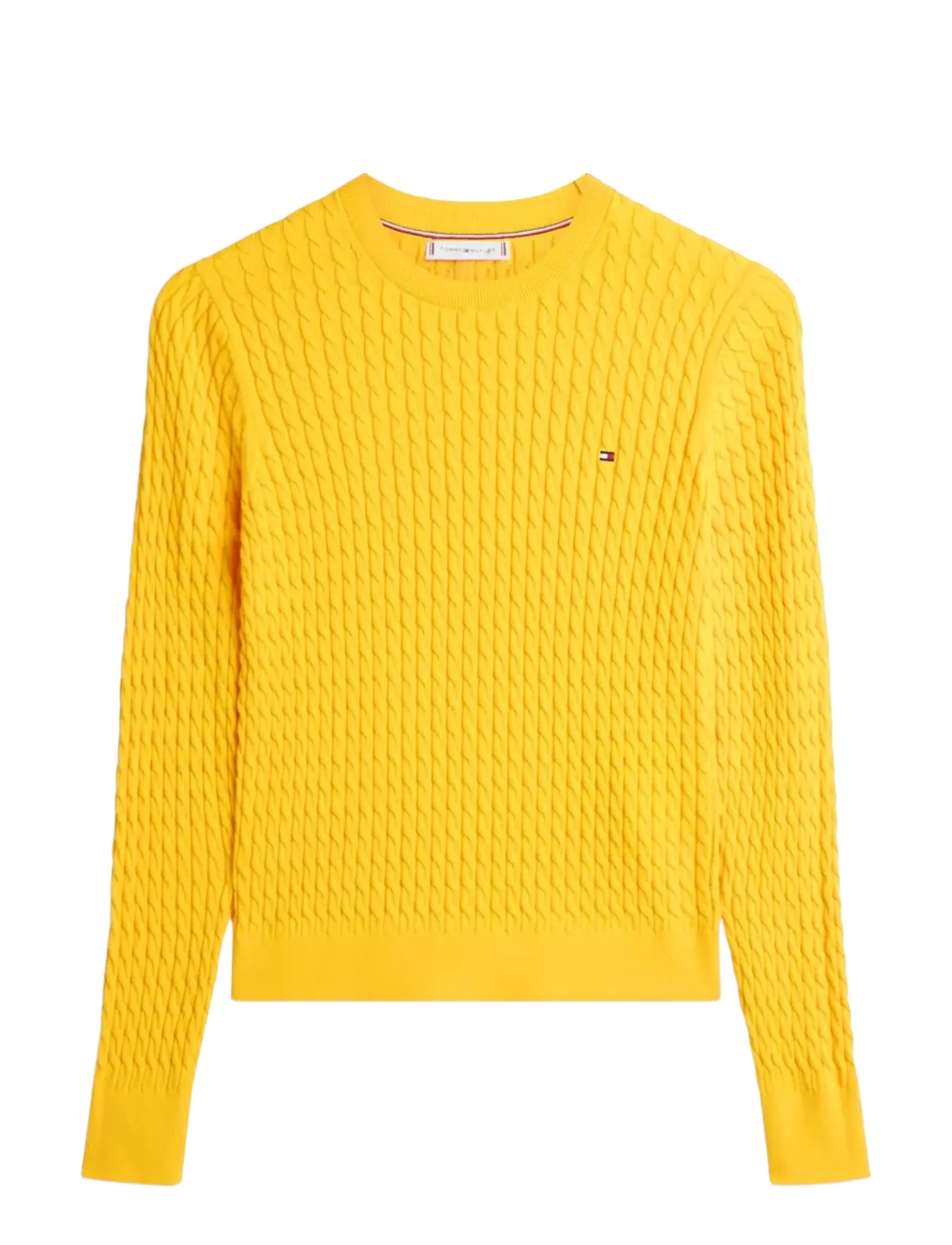 Tommy Hilfiger CO CABLE FINE GG C-NK LS SWEATER - Tommy Hilfiger - ORANGE FLASH / yellow