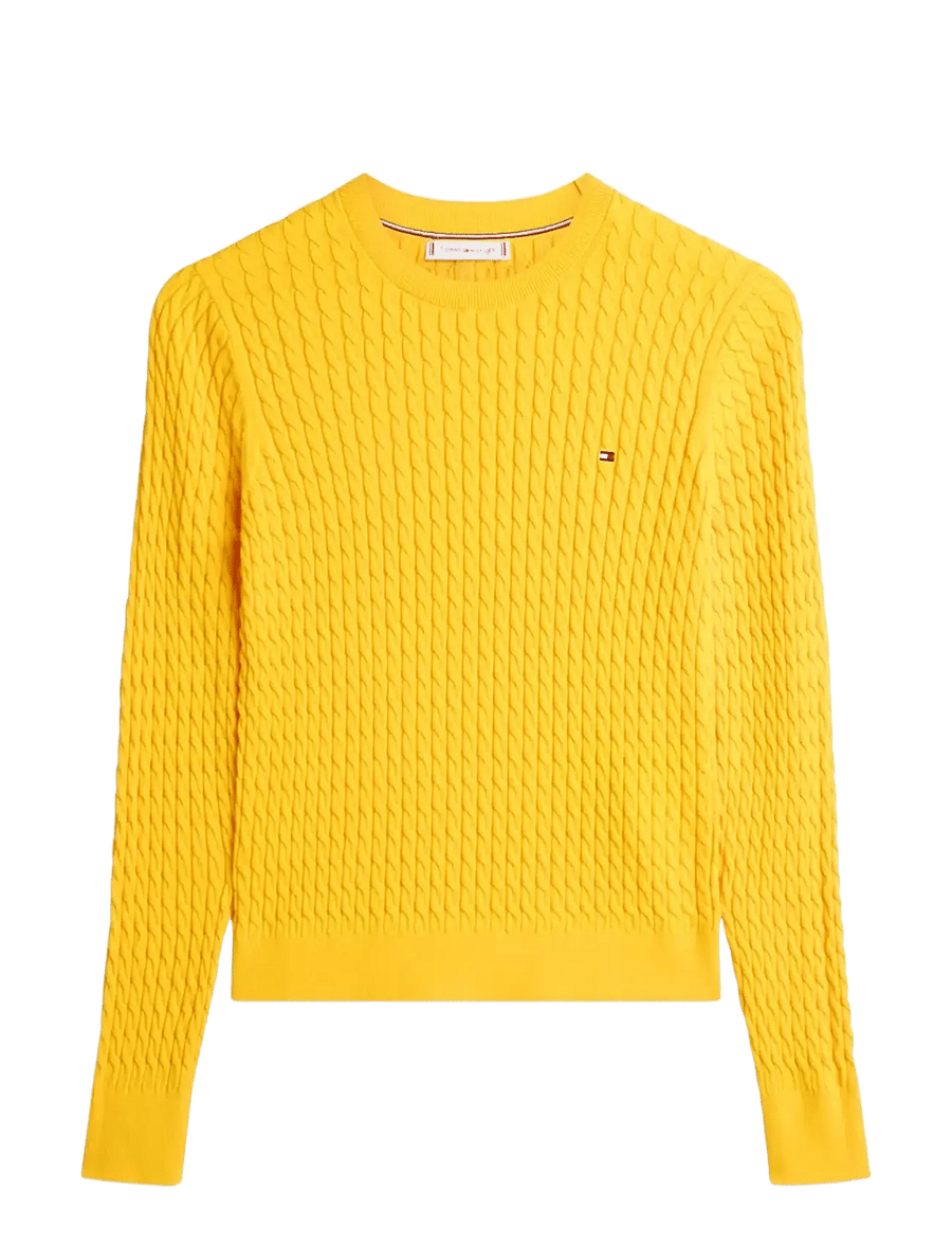 Tommy Hilfiger - COTTON CABLE FINE GG C-NK LS SWT - stickade tröjor - orange flash - 1