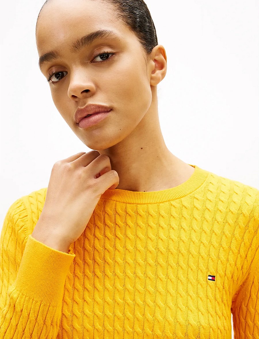 Tommy Hilfiger - COTTON CABLE FINE GG C-NK LS SWT - stickade tröjor - orange flash - 4